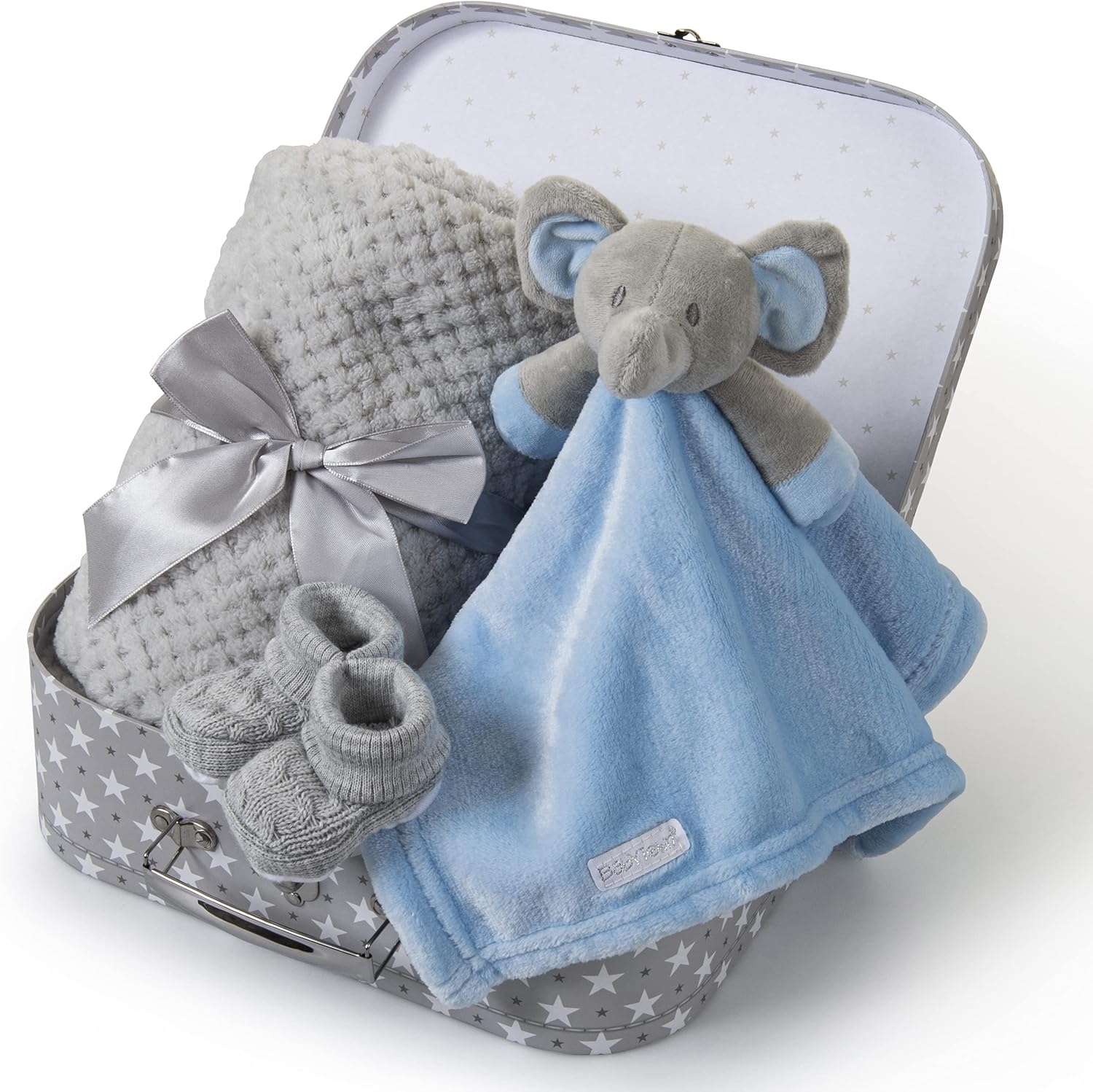 Hoolaroo Baby Blanket New Baby Girl Gifts Newborn Box Fleece Blanket, Pink Deer Fawn Comforter, Knit Booties, Hamper Suitcase Pink Gifts Present Girls