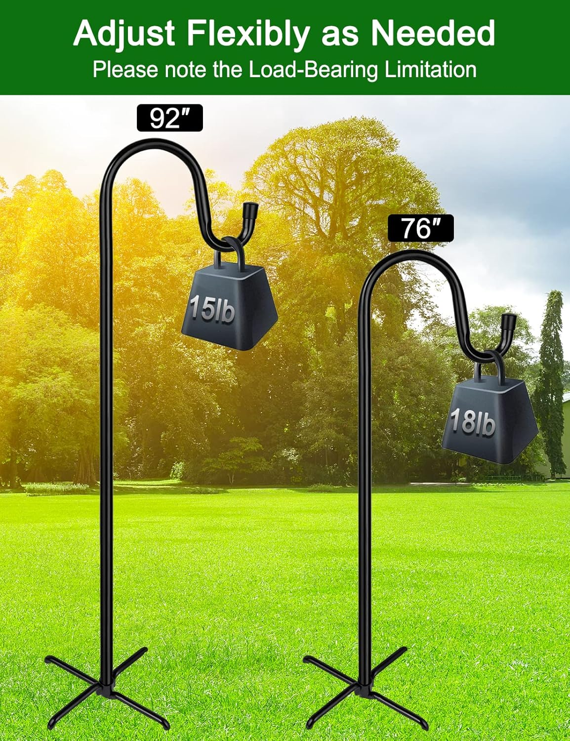 Ottsuls Shepherd-Hooks Adjustable for Bird-Feeder Lantern Plant-Hook Garden-Stake - Plant Stand Hanger for Outdoor Flower Basket, Bird Feeder Hanger Weddings Decor image number 1