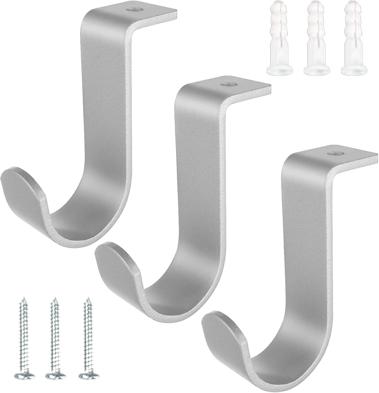 Kowibcl Curtain Rod Brackets for Ceiling-Mounted, Drapery Rod Holder for 1" Diameter Rod, Set of 2, Black