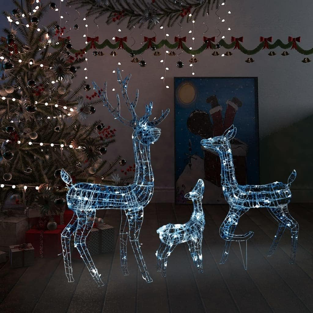 Christmas Reindeer, Xmas Light up Reindeer Outdoor Yard Christmas Decoration Acrylic Reindeer Family Christmas Decoration 300 LED Cold White image number 4