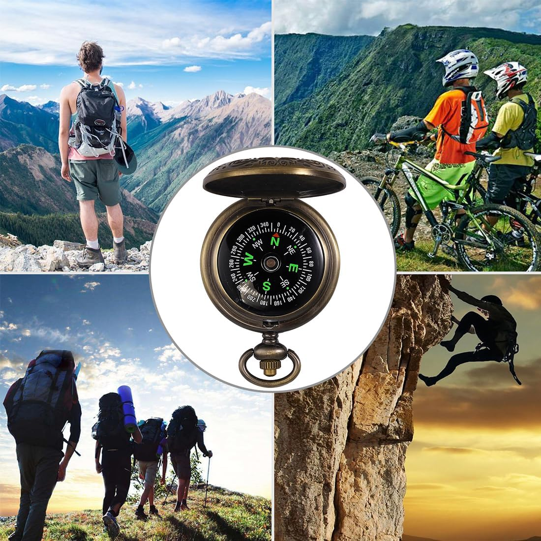 Retro Zinc Alloy Compass - Classic Portable Marching Compass with Fluorescent Indicator for Hiking, Camping, Riding - Survival Equipment and Tools - Gift Idea image number 1