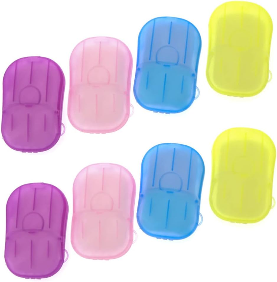 NAMOARLY 8Pcs Boxed Travel Soap Sheets Portable Hand Washing Tablets Paper Soap Flakes Safe for Face Hand Wash Compact Plastic Box for Outdoor Activities Color image number 5