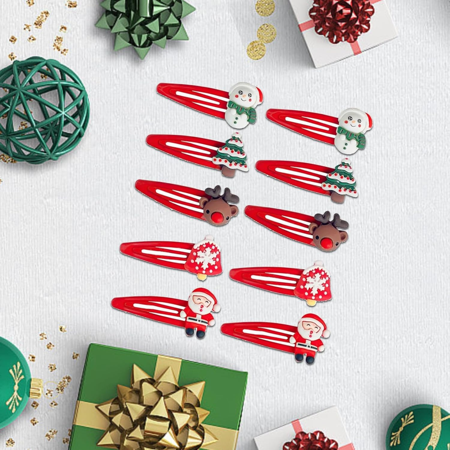 Pack of 10 Hair Clips Girls Christmas Hair Accessories Hair Clip Children Christmas with Christmas Tree Santa Antlers Hair Accessories for Children Girls Women Ladies Gifts image number 2