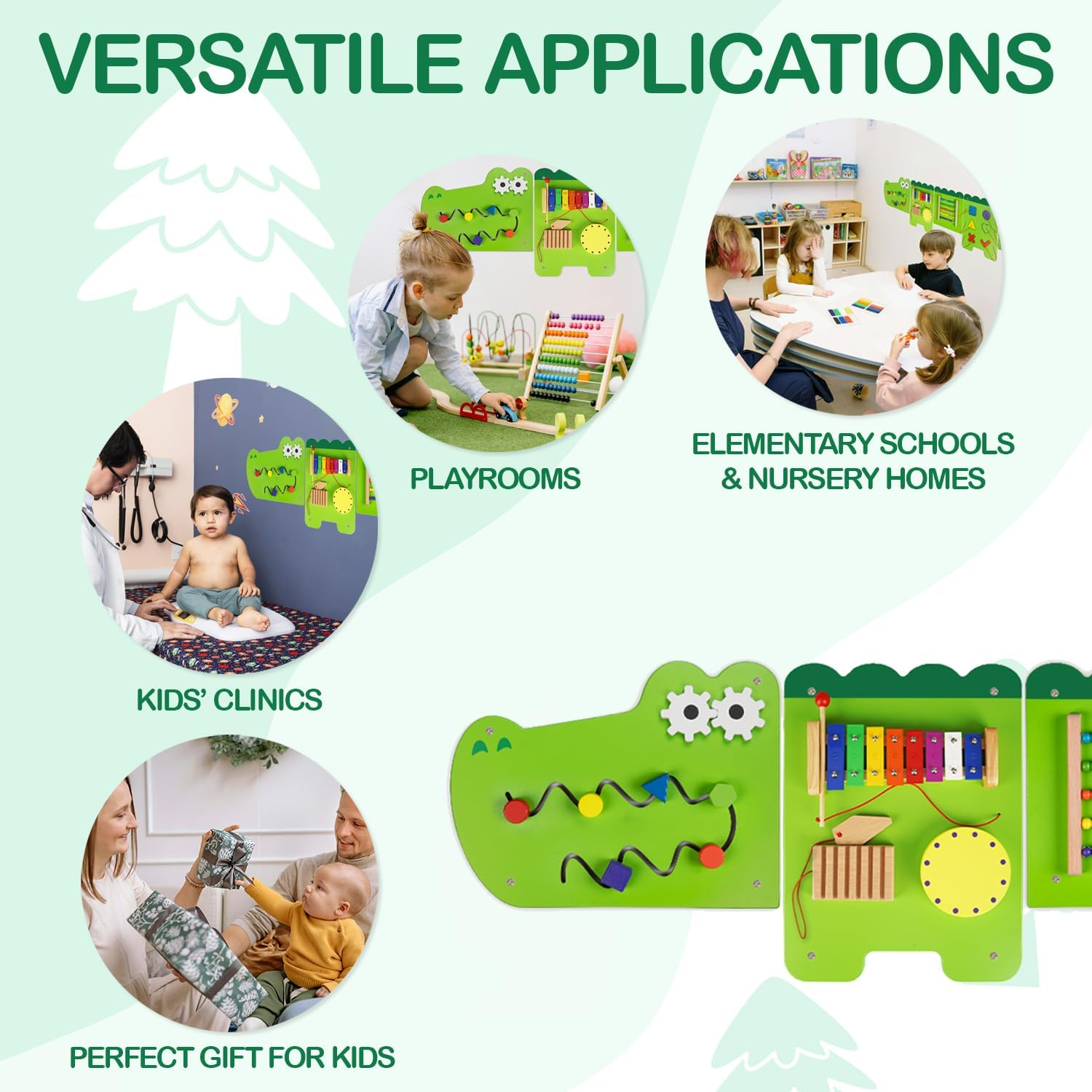 Crocodile Montessori Busy Board, Sensory Board,Educational Toys, Activity Cube, Wall Toys, Daycare Furniture, Playroom Furniture, Boys and Girls 6 M+ image number 2