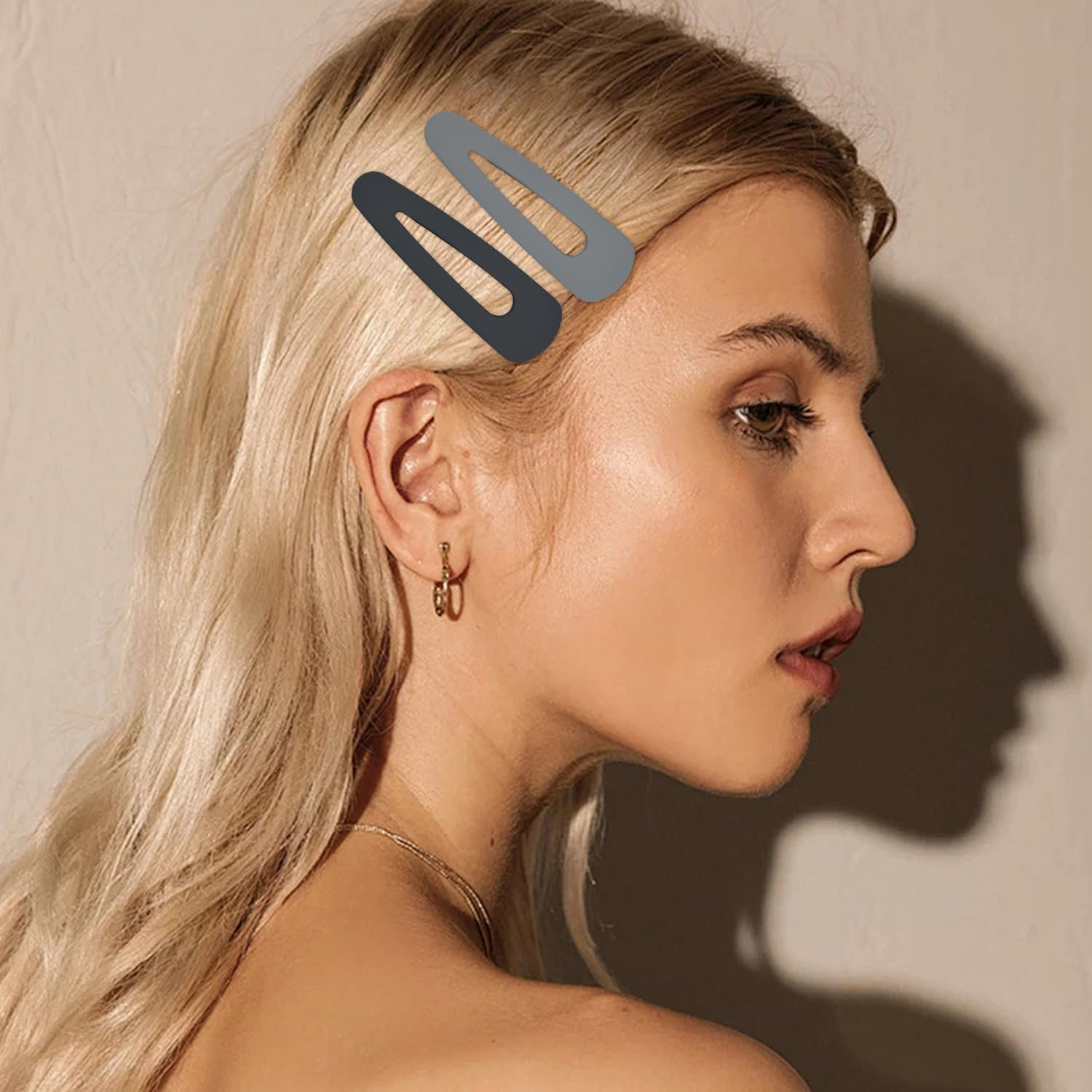 4Pcs Large Snap Hair Clips Acrylic Metal Snap 9Cm Hair Barrettes Matte Snap Clips Hair Pins Large Barrettes Hair Accessories for Girls Women Hair Accessories (Black&Grey) image number 6