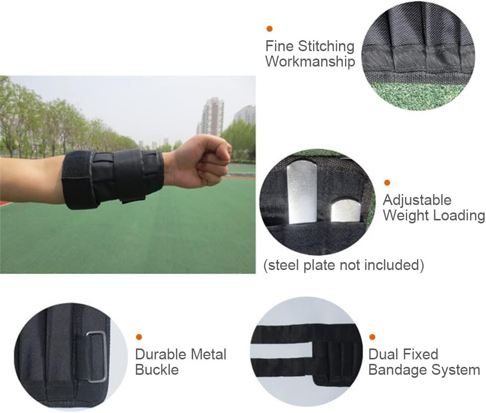 Tignapoo 2 Packs Max Loading 5/10Kg Adjustable Wrist Weighted Oxford Ankle Weighted Exercise Weight Loading Wraps Strength Training (Empty) image number 1