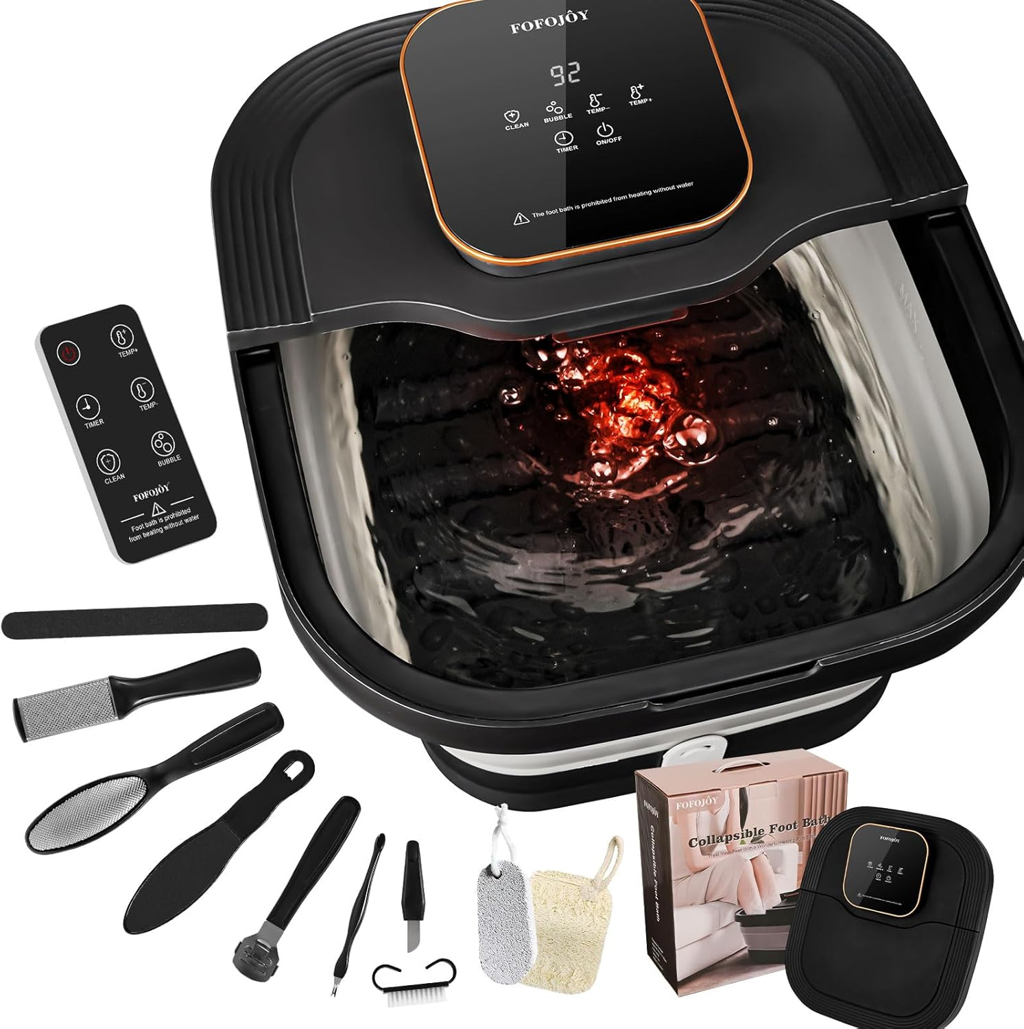 Foot Spa Bath Massager,Collapsible Foot Spa with Heat and Massage and Jets, Bubble, Temperature Control, Remote Control,Foot Spa Massager with Pedicure Kit, Pedicure Foot Bath image number 5