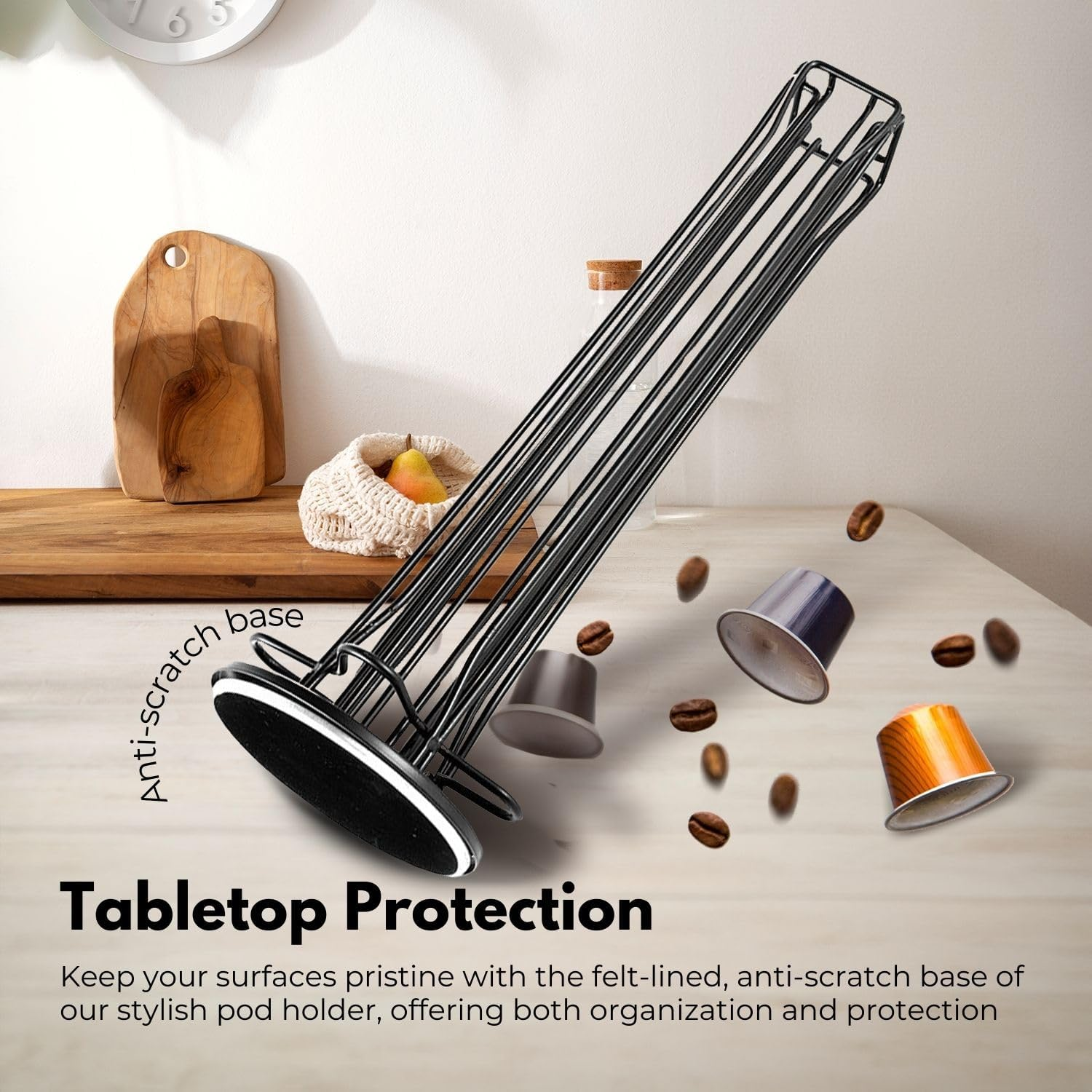 Gominimo Coffee Pod Holder, Stores 42 Pods with 360-Degree Rotation, Kitchen Decor for Effortless Access and Durability, Stylish Organization for Your Nespresso Collection, Black