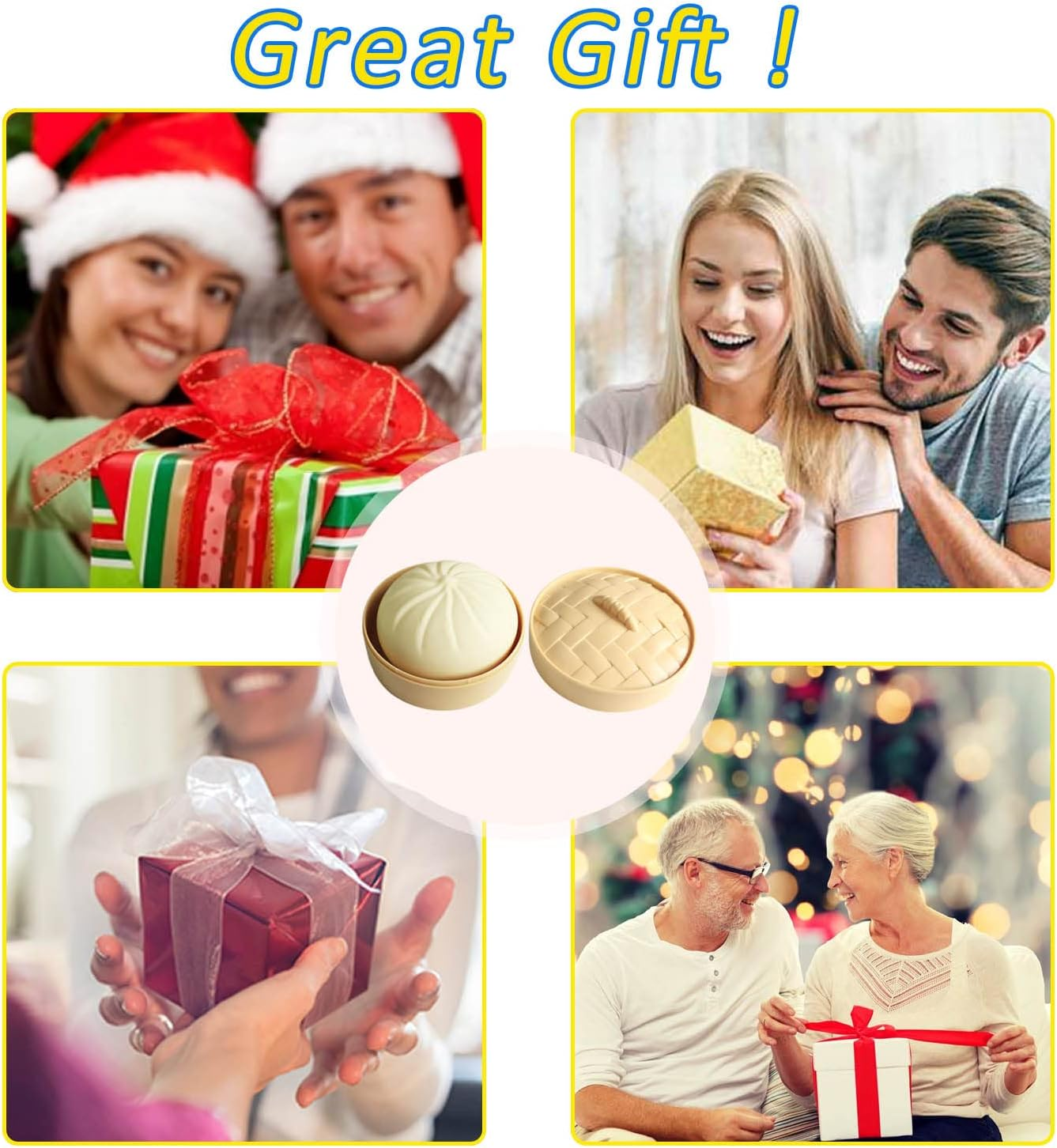 Dumpling Squishy Steamed Stuffed Bun Simulation Decompression Toy, Dumpling Stress Ball with a Mini Steamer, Stress Relief Toys Squeeze Sensory Toy Gift (Purple) image number 2