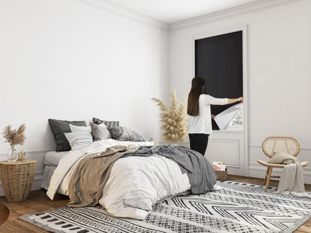 Easynight Large Portable Blackout Blind - 100% Light Blocking Material | Fits Windows up to 200X145Cm | No Drill | Suction Cups | Self-Adhesive | Customisable | Temporary, Permanent Use for Home image number 5