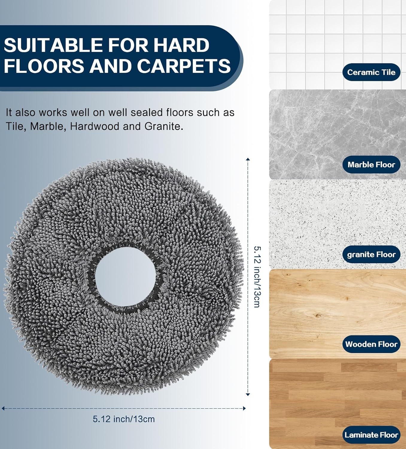 YBVABE Mop Pads Only for Dreame L10S Ultra Robot Vacuum Cleaner【Not for L10S Pro Ultra Heat / L10S Ultra Gen2 / X40 Ultra】 &ndash; Replacement Microfiber Mopping Cloths, Washable Mop Cloth Pads Accessories image number 3