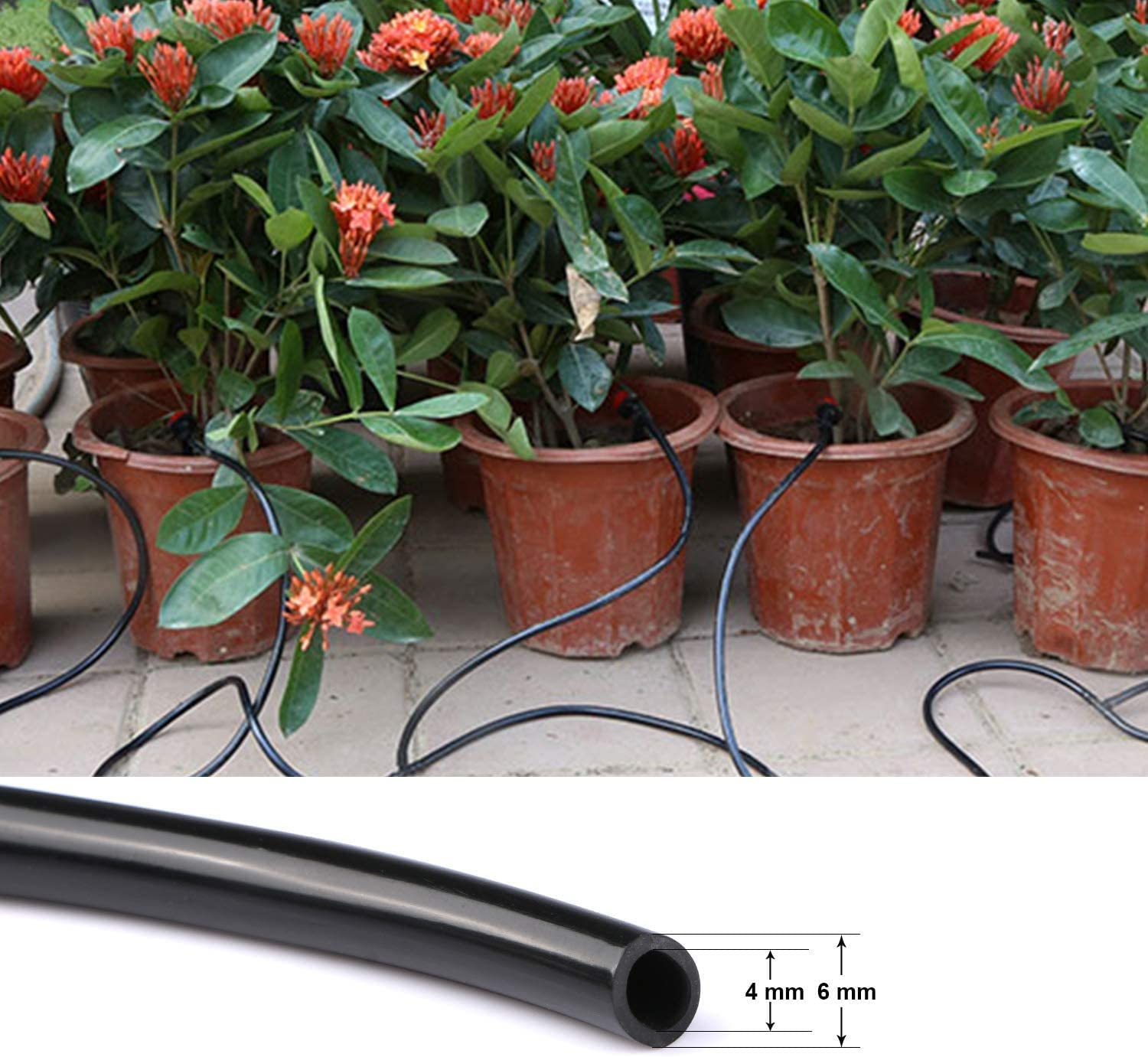 100Ft/30M Garden Irrigation Kit Mist Irrigation Kit - DIY Plant Watering Drip Sprinkler System with 2-Way Hose Splitter, 1/4" Tubing Hose, for Greenhouse or Outdoor image number 5