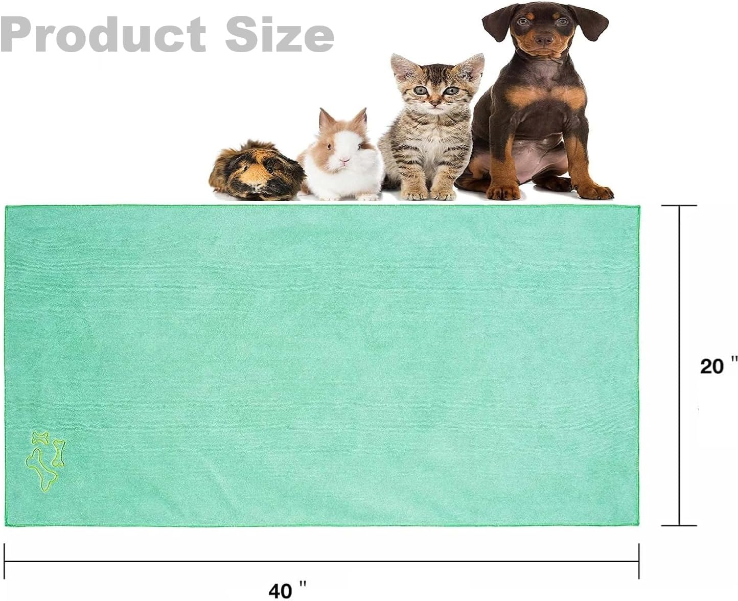 Quick Dry Microfiber Pet Towels for Cats and Puppies, Pack of 3 Large 100X50Cm Super Absorbent Dog Bath Towels - Shower Essentials image number 5
