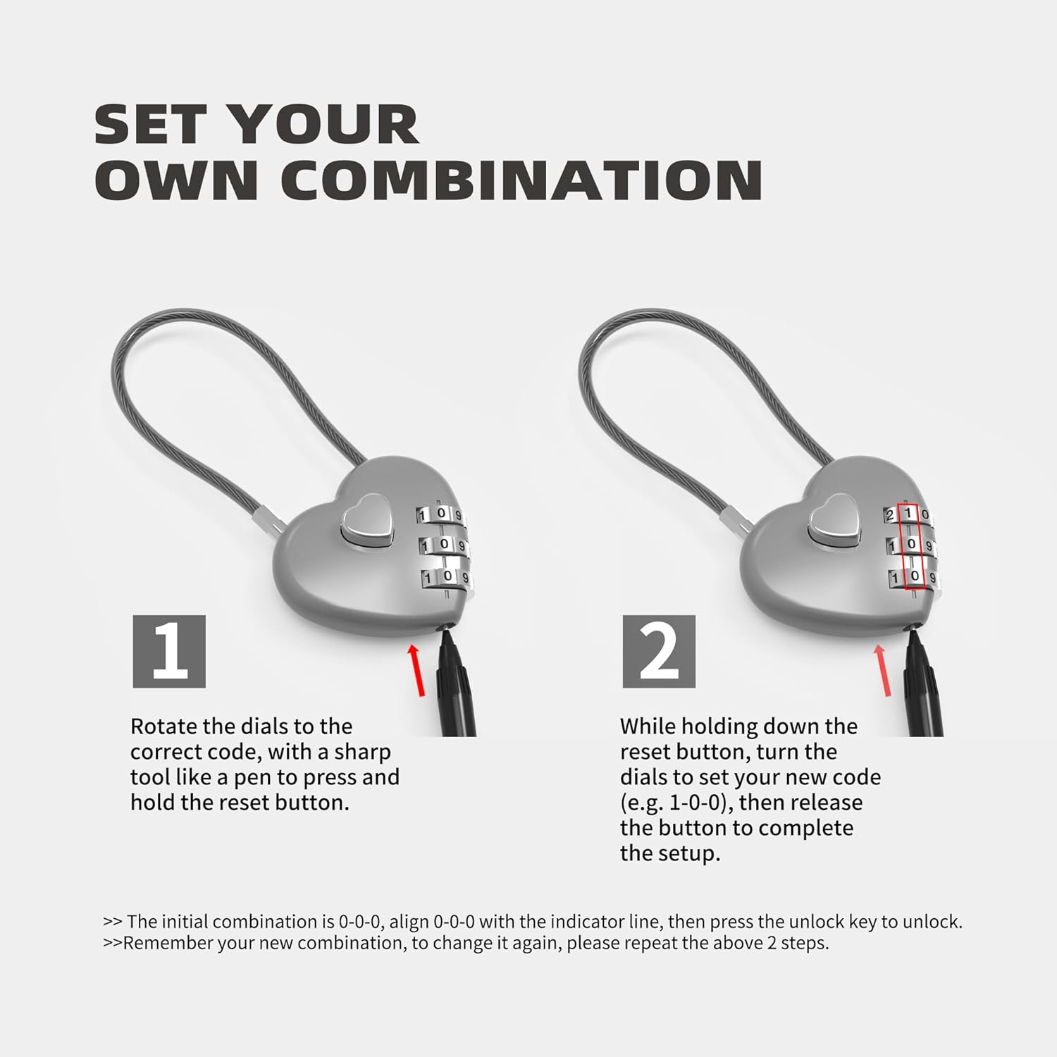 UP Security Combination Padlock, Small Cable Lock with Code, Candados Para Locker, Combo Cable Lock for Luggage, Suitcase, Gym Locker, Backpack Zipper, Cabinet, Mailbox, Outdoor Use, Travel Safe Bag - Black+Black image number 6