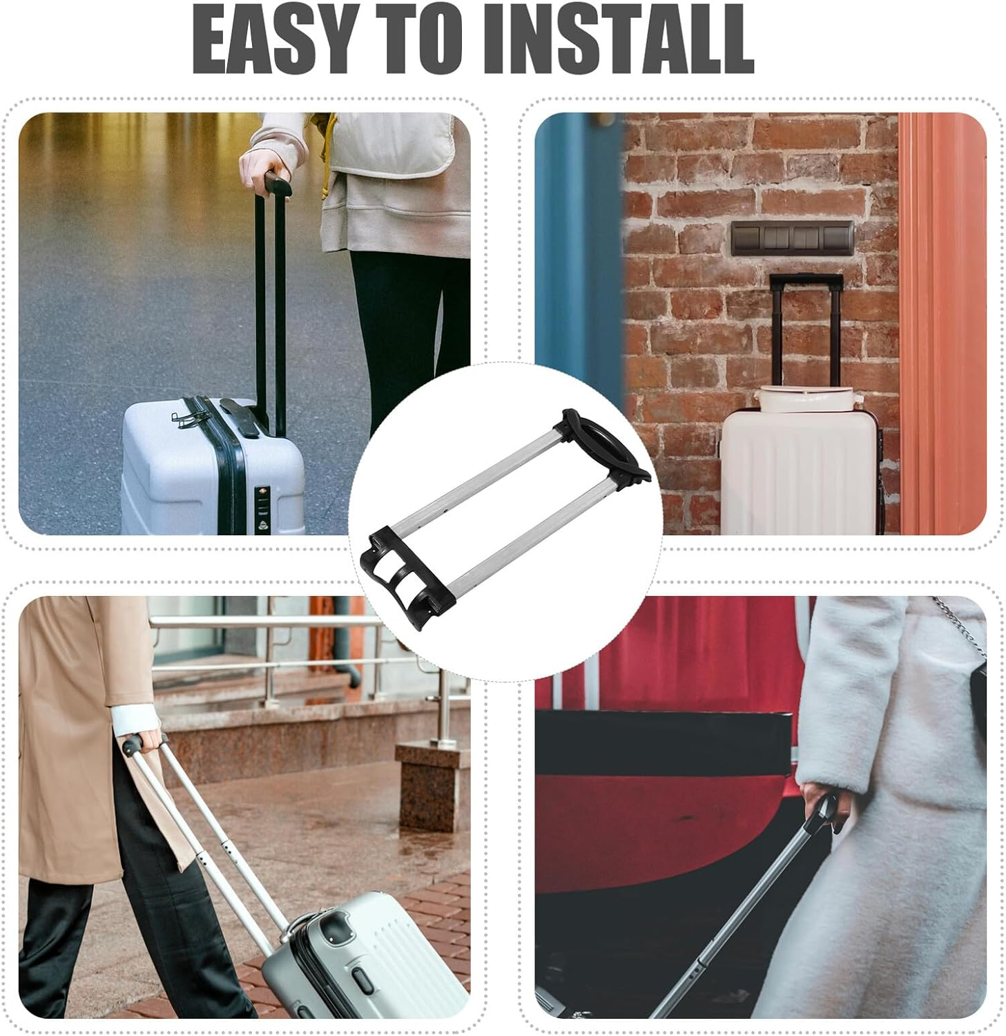 TEHAUX Aluminum Telescopic Luggage Handle Replacement, 3-Section 20-Inch Metal Pull Rod for Travel Suitcase, Portable Carry Handle Part Suitable for Trolley Bags image number 5