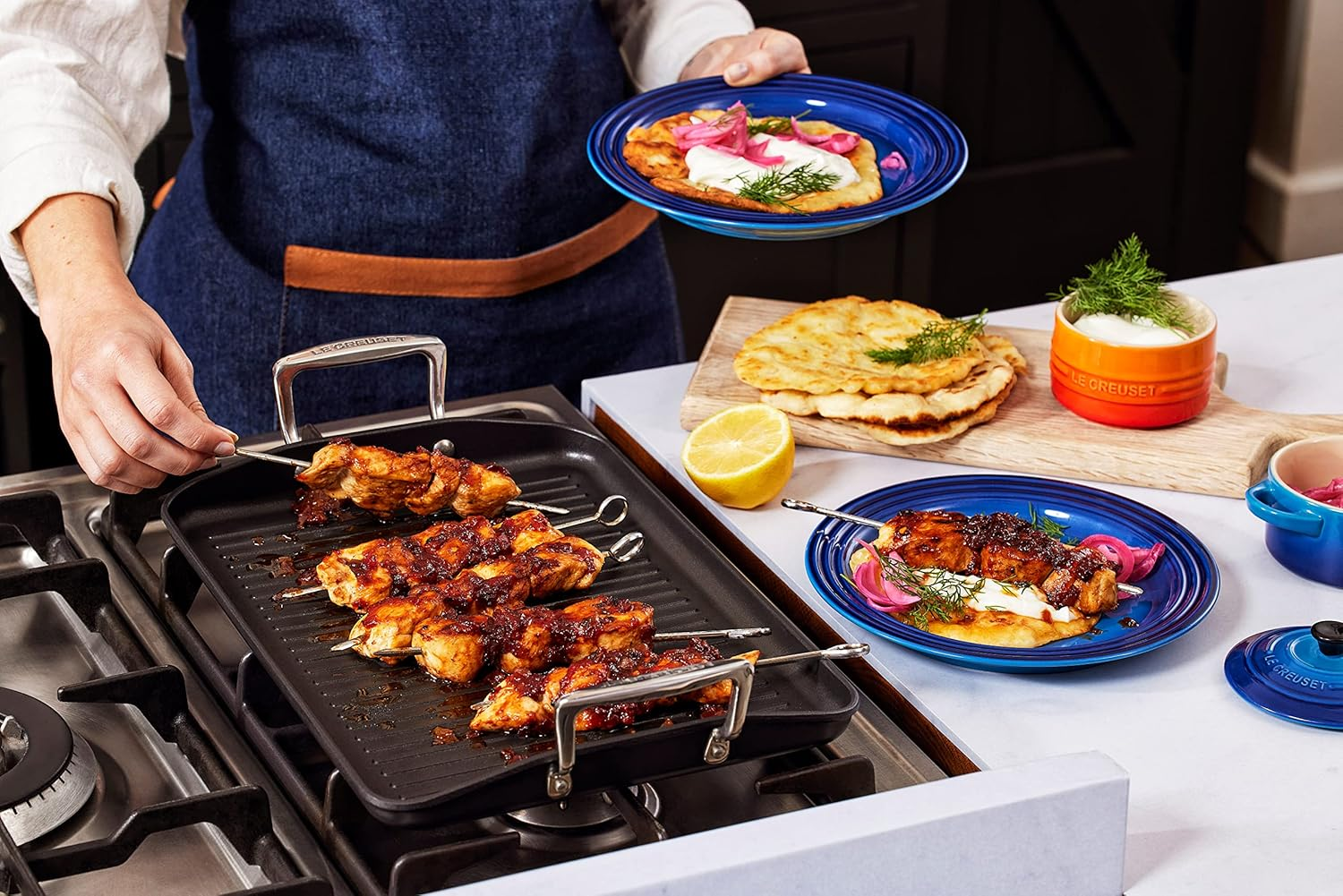 Le Creuset Toughened Non-Stick Giant Rectangular Grill, 35 Cm