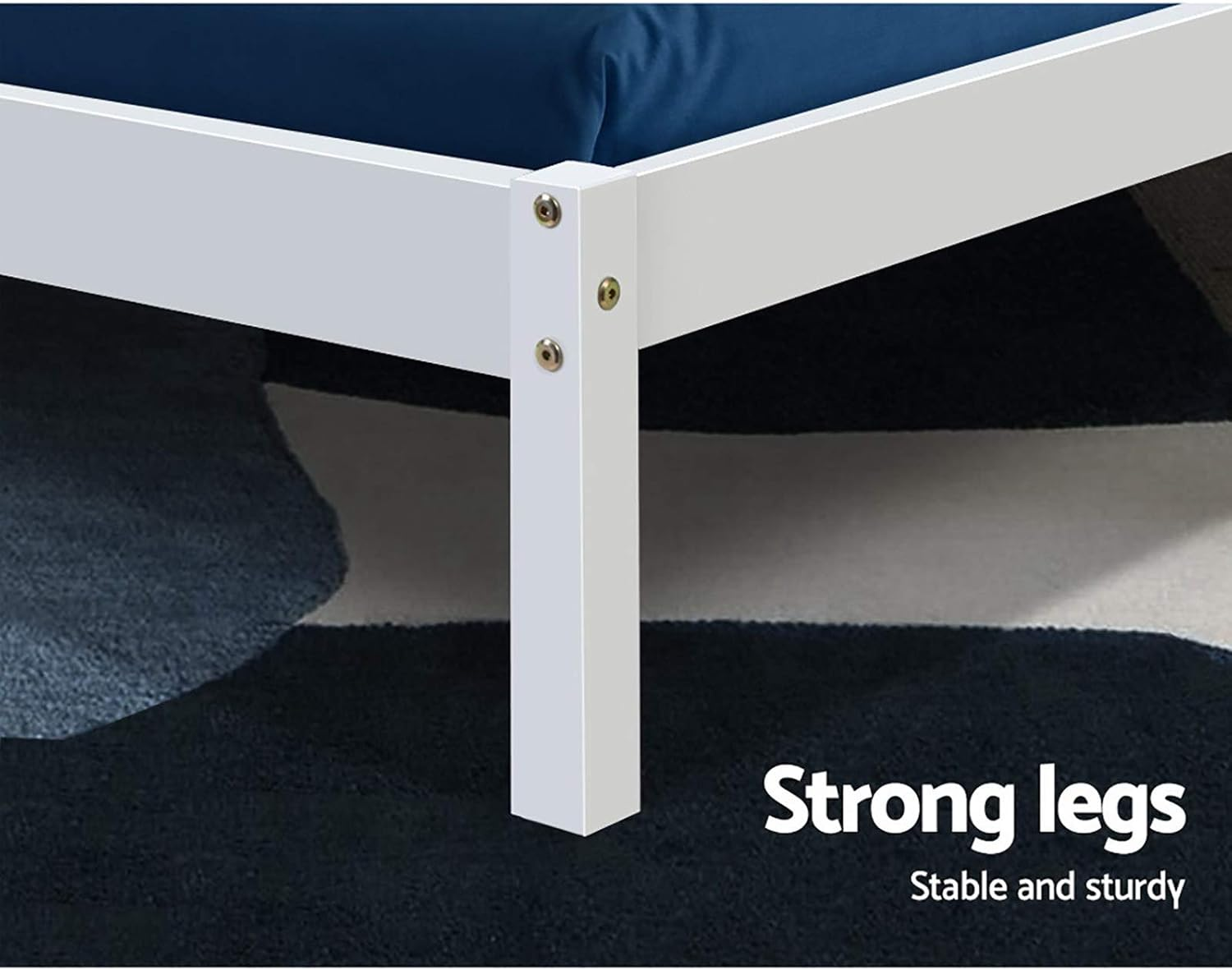 Artiss Bed Frame Wooden Single, White Single Bed Base with 26Cm of Storage Space, Sturdy Timber Bed Frame, Solid Pine Wood Platform，Platform Base with Headboard for Guest Room, No Box Spring Needed image number 6