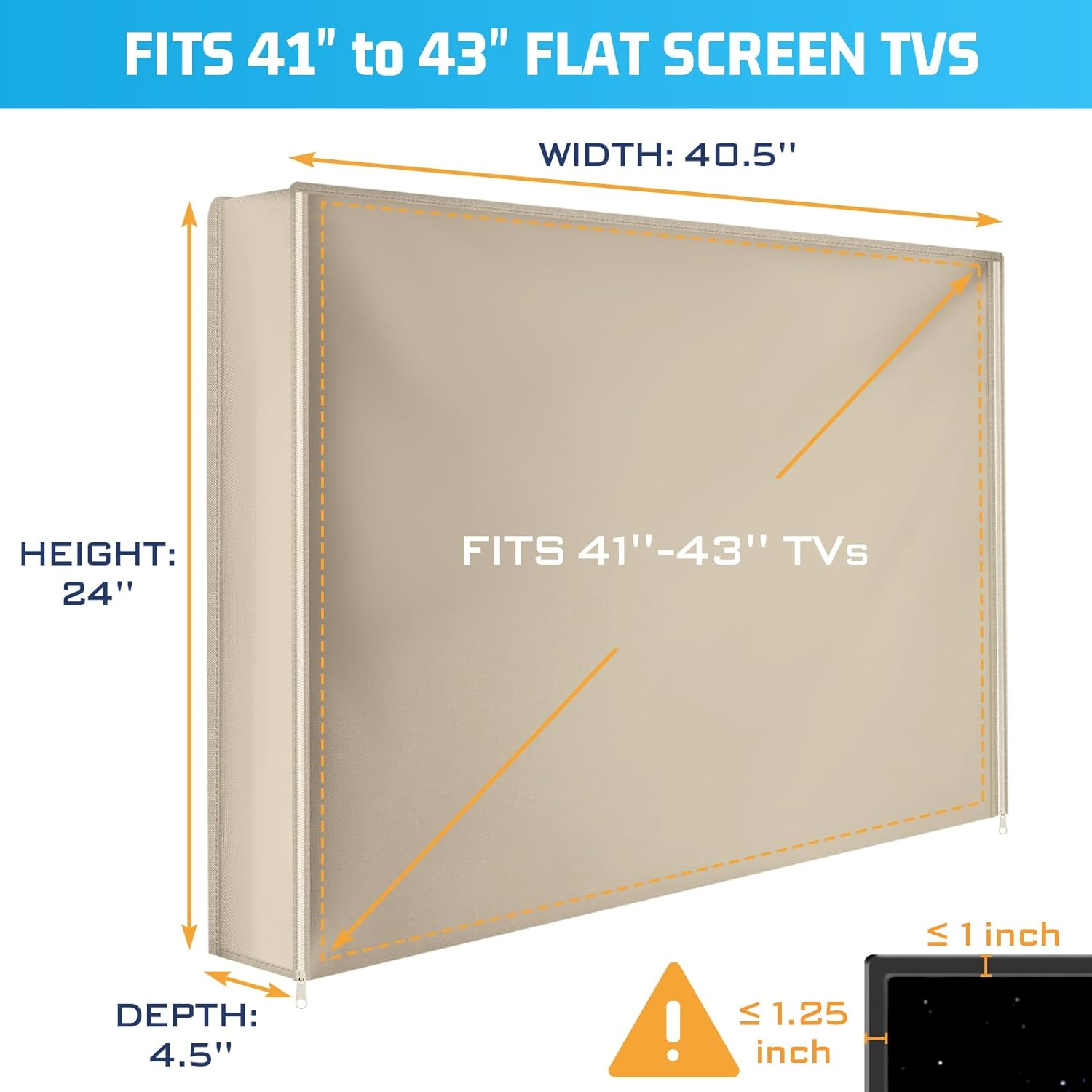 Outdoor TV Cover 41 to 43 Inch Weatherproof, Waterproof outside TV Covers Heavy Duty 600D Oxford TV Covers Outdoor TV Screen Protectors Shield with Zippers for Flat Screen Outdoor Tvs image number 2