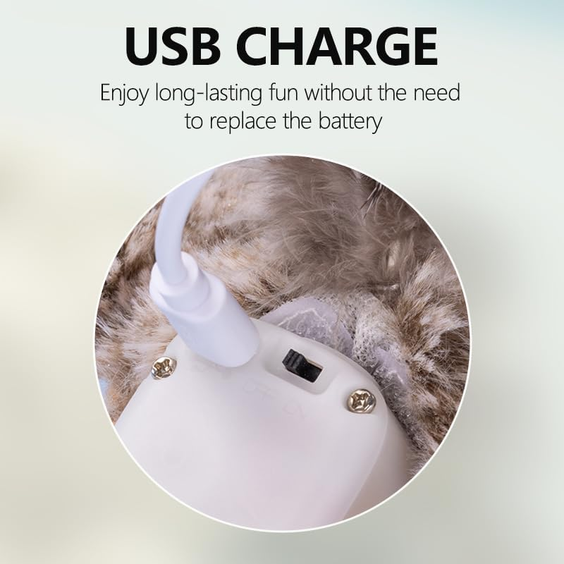 Interactive Cat Bird Toy, Flapping Wings Sparrow Catnip Toys, Vivid Chirping, Simulation Bird Singing Cat Toy, Electric Interactive Cat Toys for Indoor Cats, Rechargeable