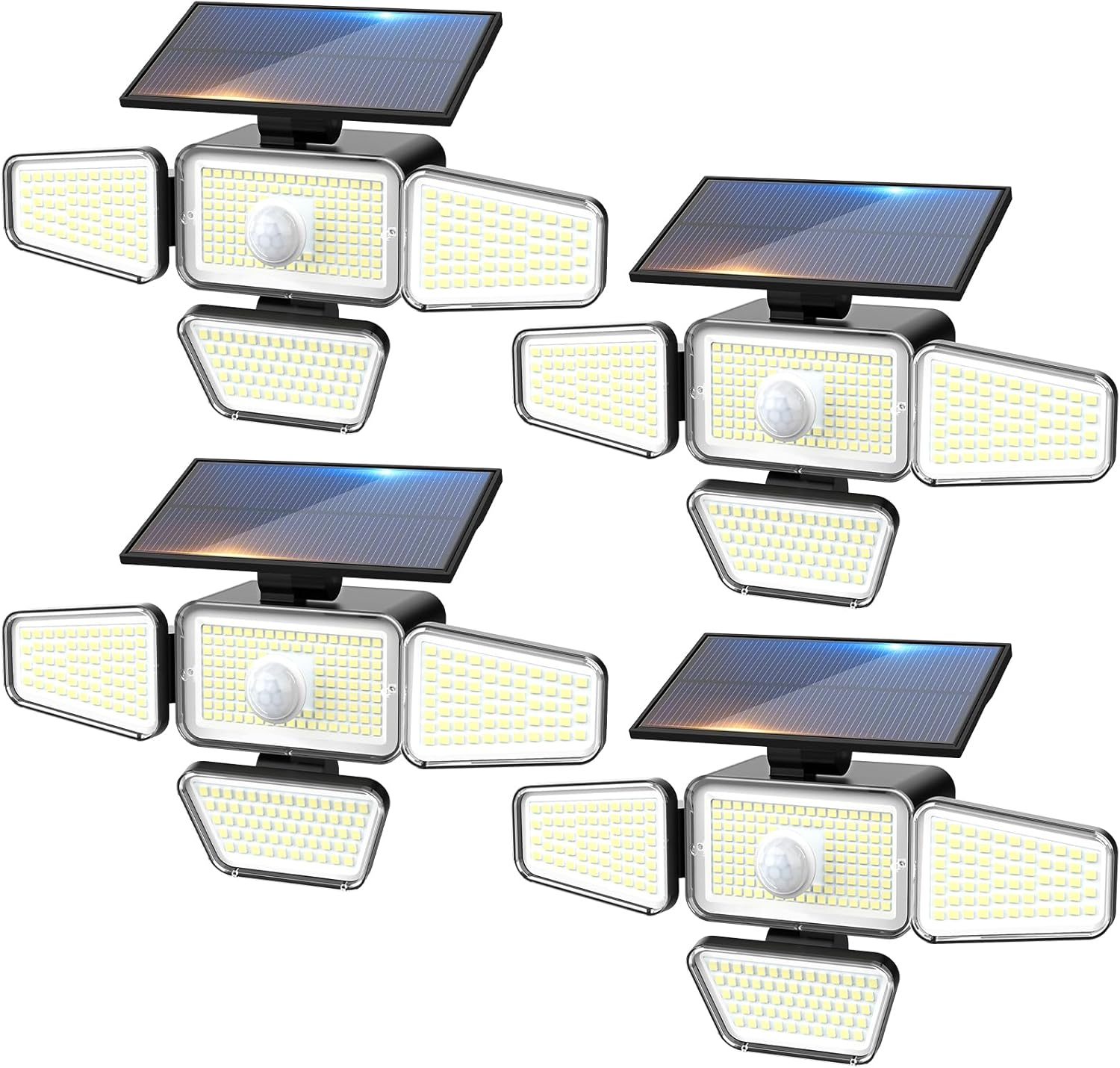 Peasur Pack of 4 Solar Lights for Outdoor Use with Motion Sensor, 318 LED Solar Lights Outdoor, IP65 Waterproof Solar Outdoor Light for Garden, Balcony, Garage, Fence image number 6