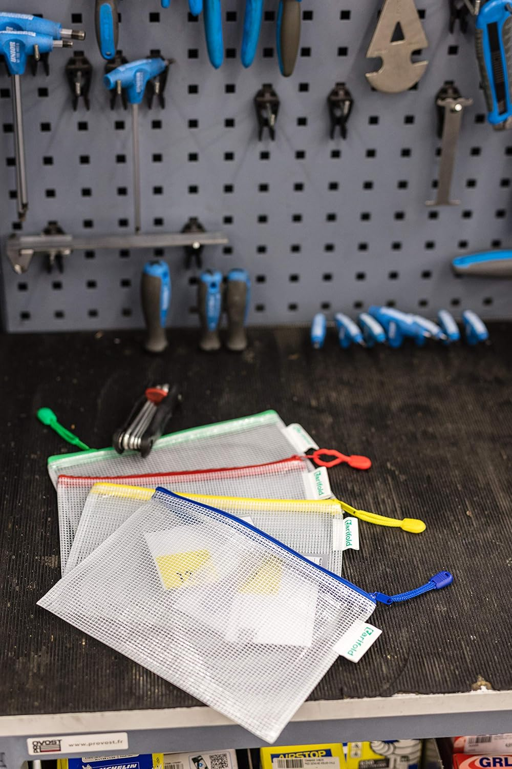 Djois, 509029 Zip Storage Bag, A5, Assorted, Pack of 8, Reinforced Zip Pockets, Transparent, Ultra Durable, Perfect for Office, Home, School, Travel, Document Protection