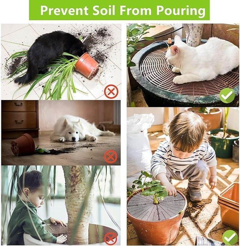 Plastic Grid Plant Pot Cover, 3Pcs Plant Pot Cover Plant Pot Grid Covers,Plant Pot Grid Cover Plant Pot Protector,Plant Pot Grid Soil Protector Cover,Plant Pot Grid Soil Protector Covers with Stake image number 4