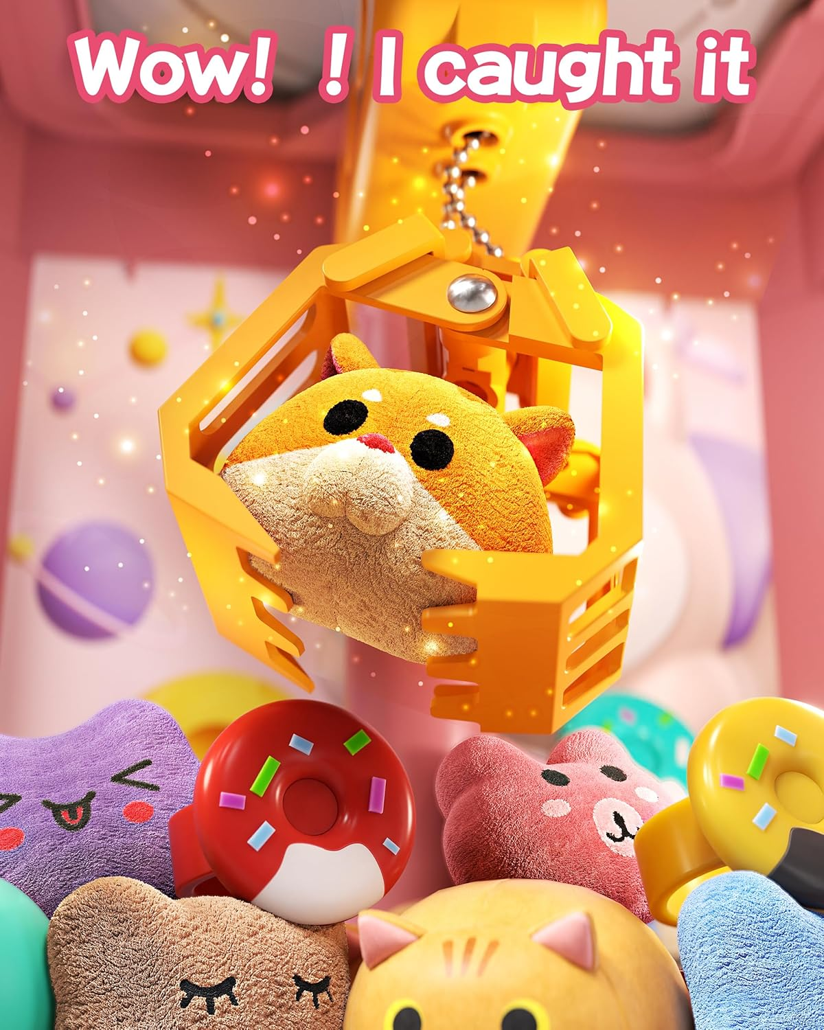 Claw Machine for Kids, Mini Vending Machine with Game Coins & Music, Prize Dispenser Toys for Girls and Boys, Electronic Claw Game Machine for Party Birthdays, Includes 35 Mini Toys (Doggy Pink) image number 4