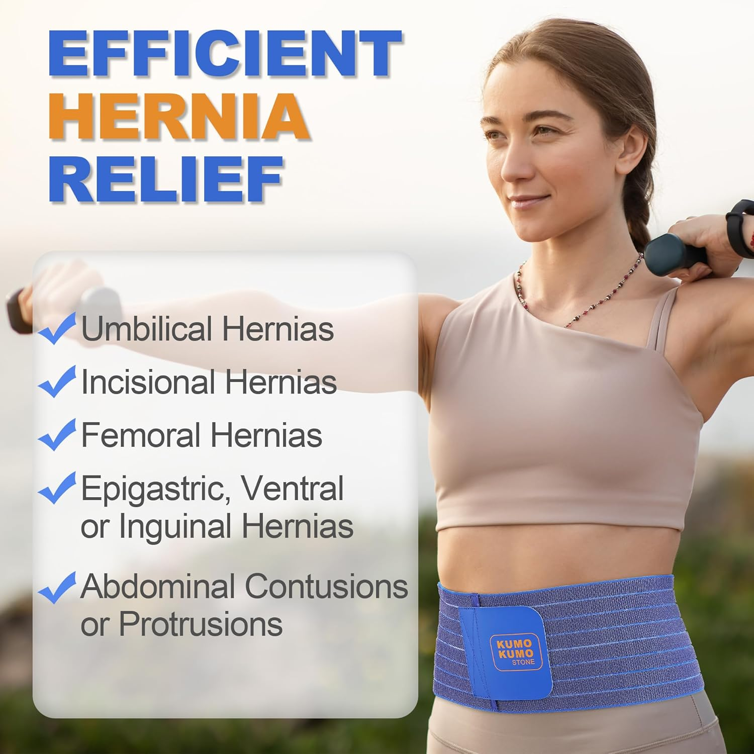 Umbilical Hernia Belt - for Men and Women &ndash; Abdominal Hernia Binder for Belly Button Navel Hernia Support, Helps Relieve Pain - for Incisional, Epigastric, Ventral, & Inguinal Hernia image number 6