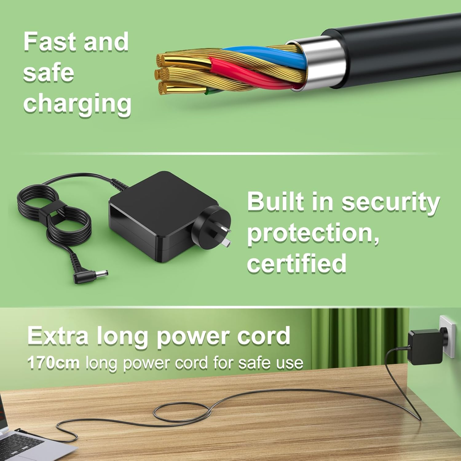 For Lenovo Laptop Charger 65W Ideapad Charger Compatible with Ideapad 3 5 110 100 100S 310 320 320S 330 330S 510 710 S145 S340 S540 Yoga 510 520 Flex 4 5 6,20V 3.25A AC Power Adapter (Also Fit for 45W image number 4