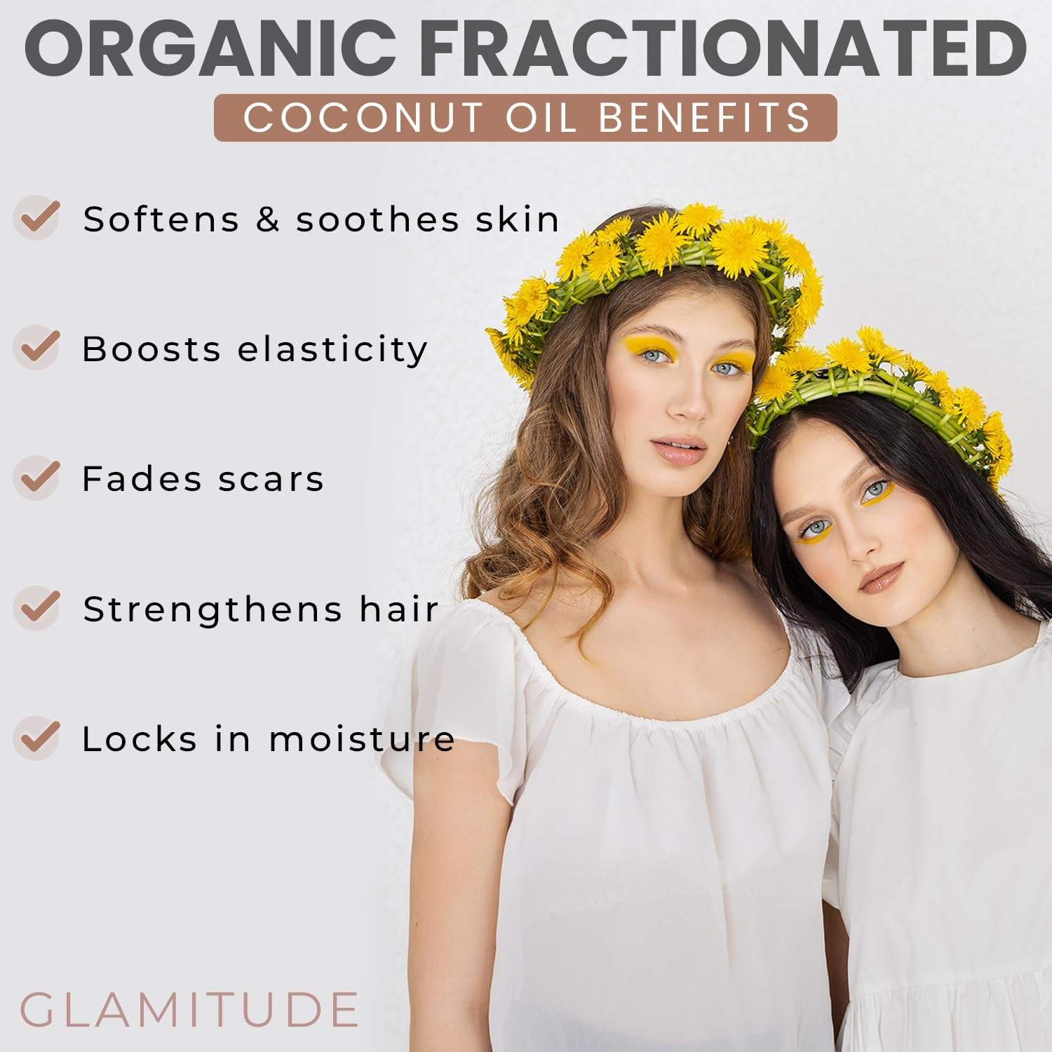 Organic Fractionated Coconut Oil - Hair Growth Oil, Body, Face & Baby | Moisturiser & Massage for Skin, Hair & Scalp | Eyelash and Cuticle Kit 5 Pairs - 100Ml image number 1