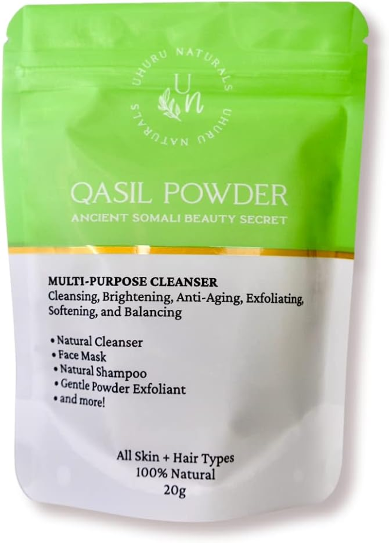Uhuru Naturals Qasil Powder 20 Grams &ndash; Ancient Somali Beauty Secret, Gentle Deep Cleansing Facial Mask for Beautiful Glowing Skin. Reduces Dark Marks and Scars. Brightens. Detoxifies. image number 3