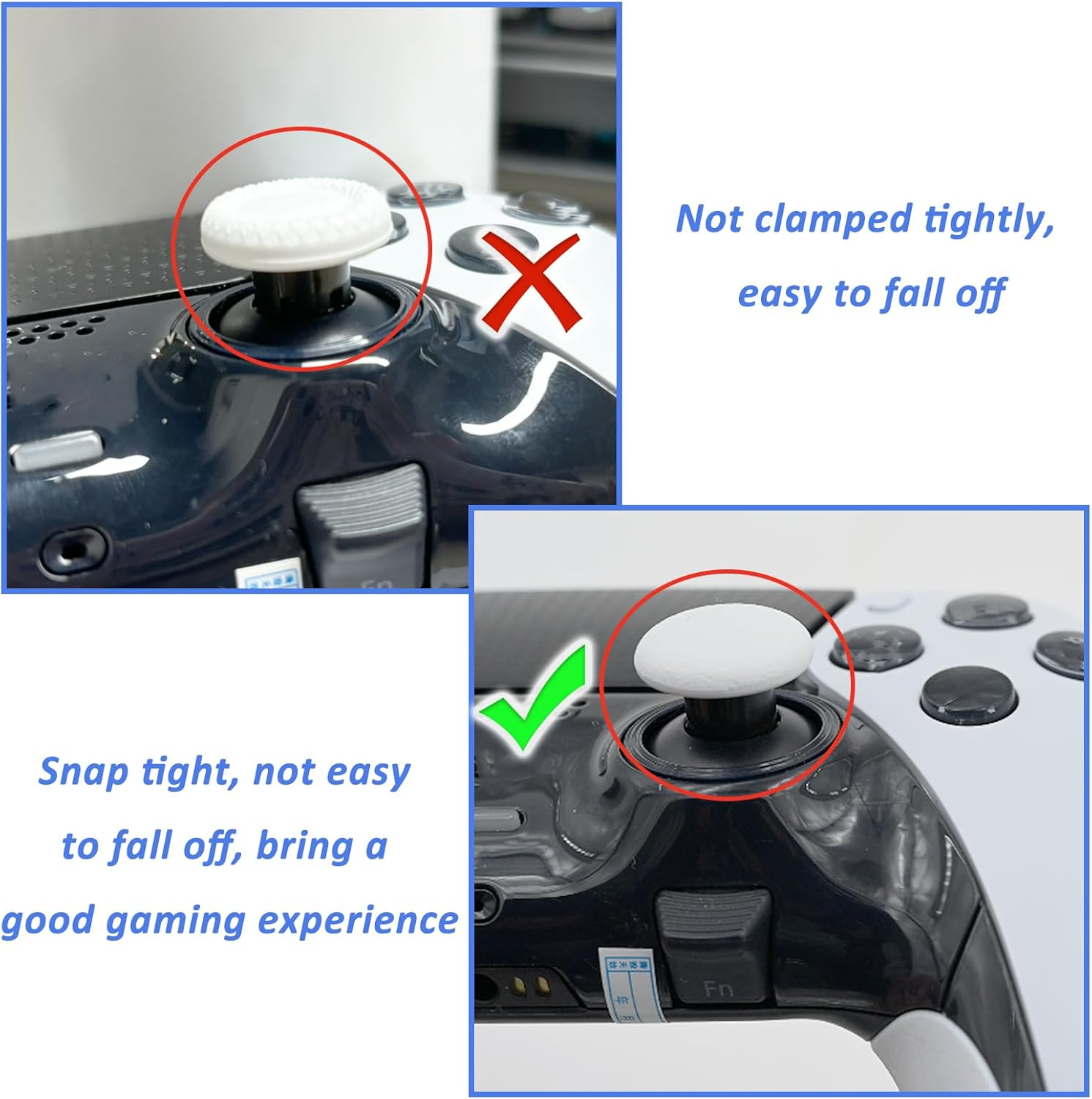 6 in 1 Interchangeable Thumbsticks for PS5 Dualsense Edge Controller,Thumbsticks Analog Joysticks Kits,Replacement Joysticks Parts for PS5 Dualsense Edge Controller(White) - Black image number 6