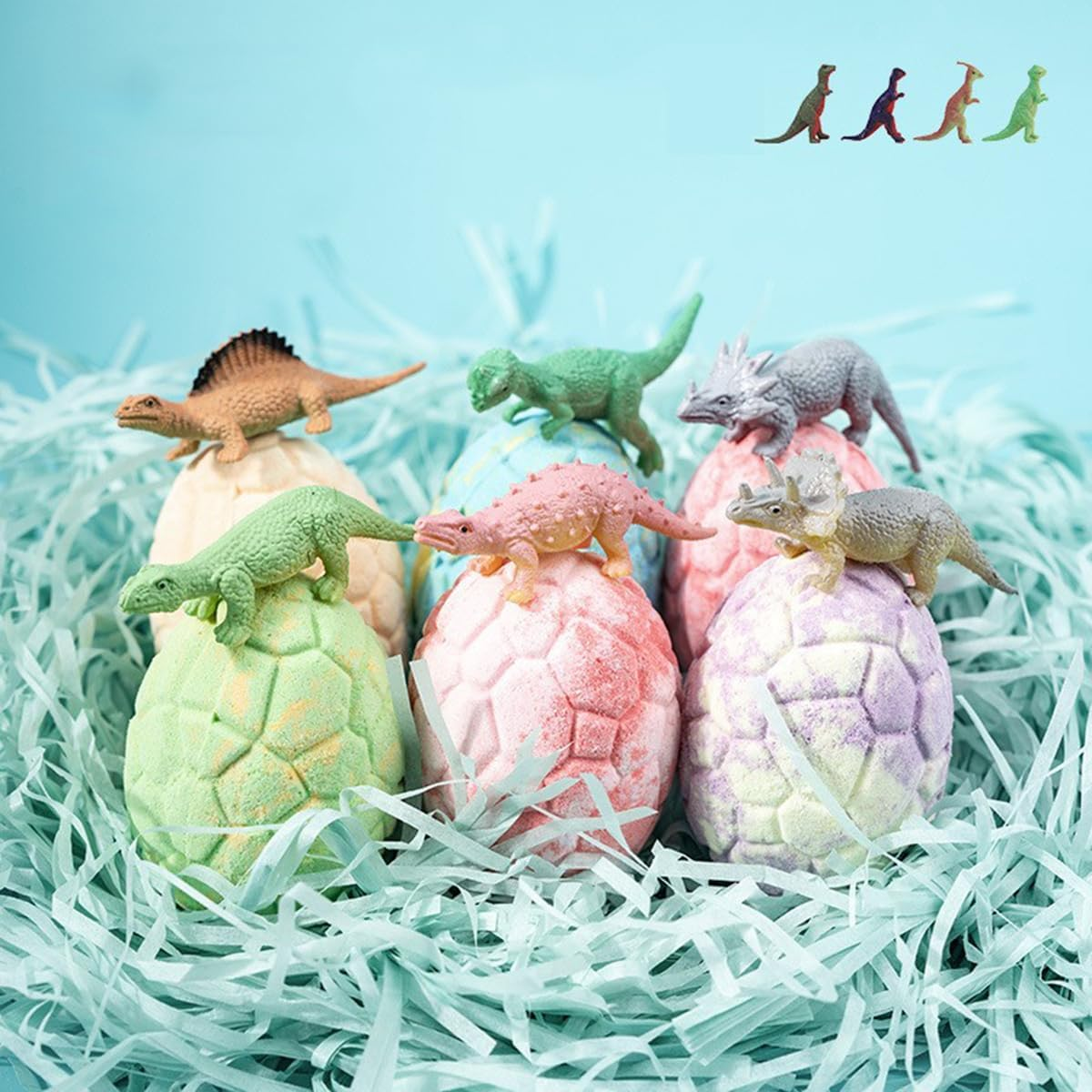 Dinosaur Bath Bombs with Surprise Inside, Dino Egg Bath Bombs Spa Handmade Organic Bubble Bath Bomb Organic Essential Oil (Green) - Pink image number 3