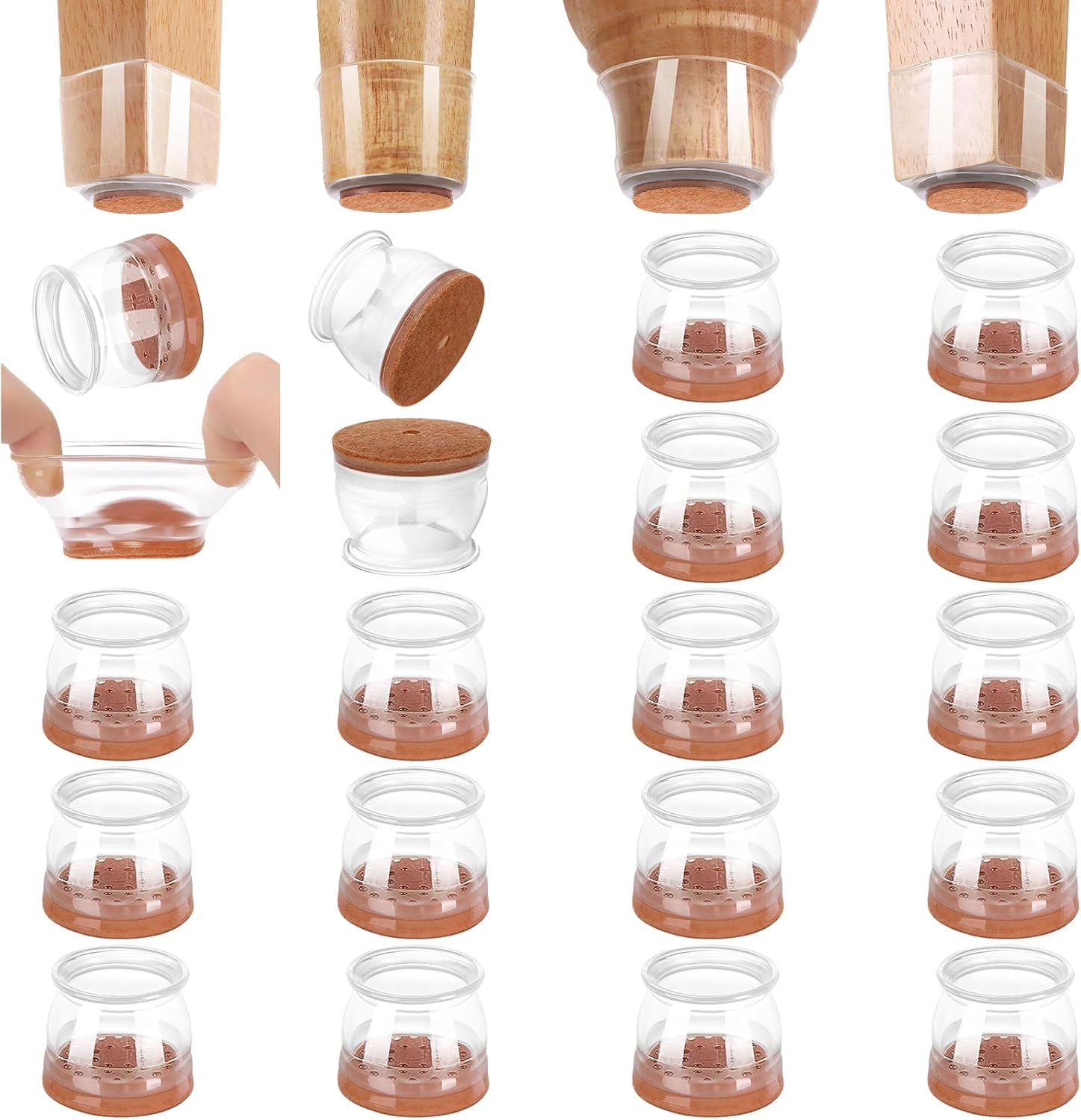 Silicone Chair Leg Floor Protectors, 36Pcs Chair Leg Protectors for Hardwood Floors, Upgrade Thickening Rubber Chair Leg Caps Covers Protecting Woode Floors from Scratches and Noise-Free image number 4