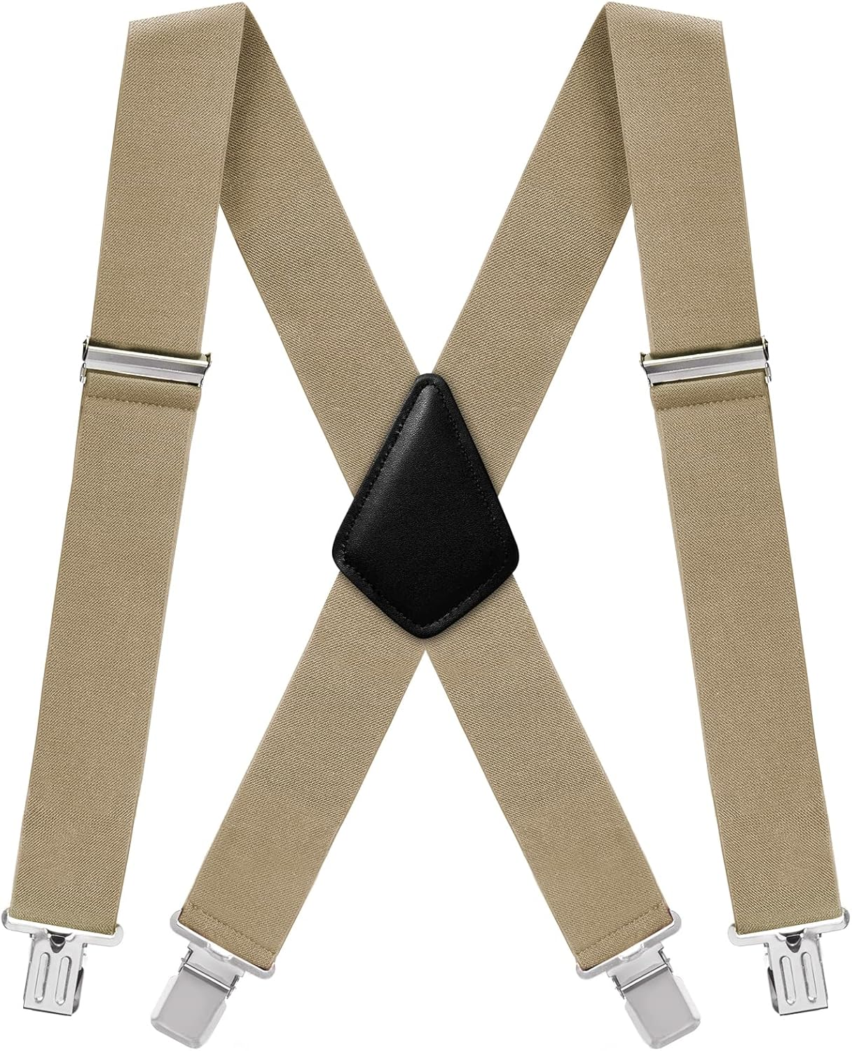 Fasker Mens Suspenders Y-Back 2" Wide Adjustable Braces Solid Straight Clip Suspenders