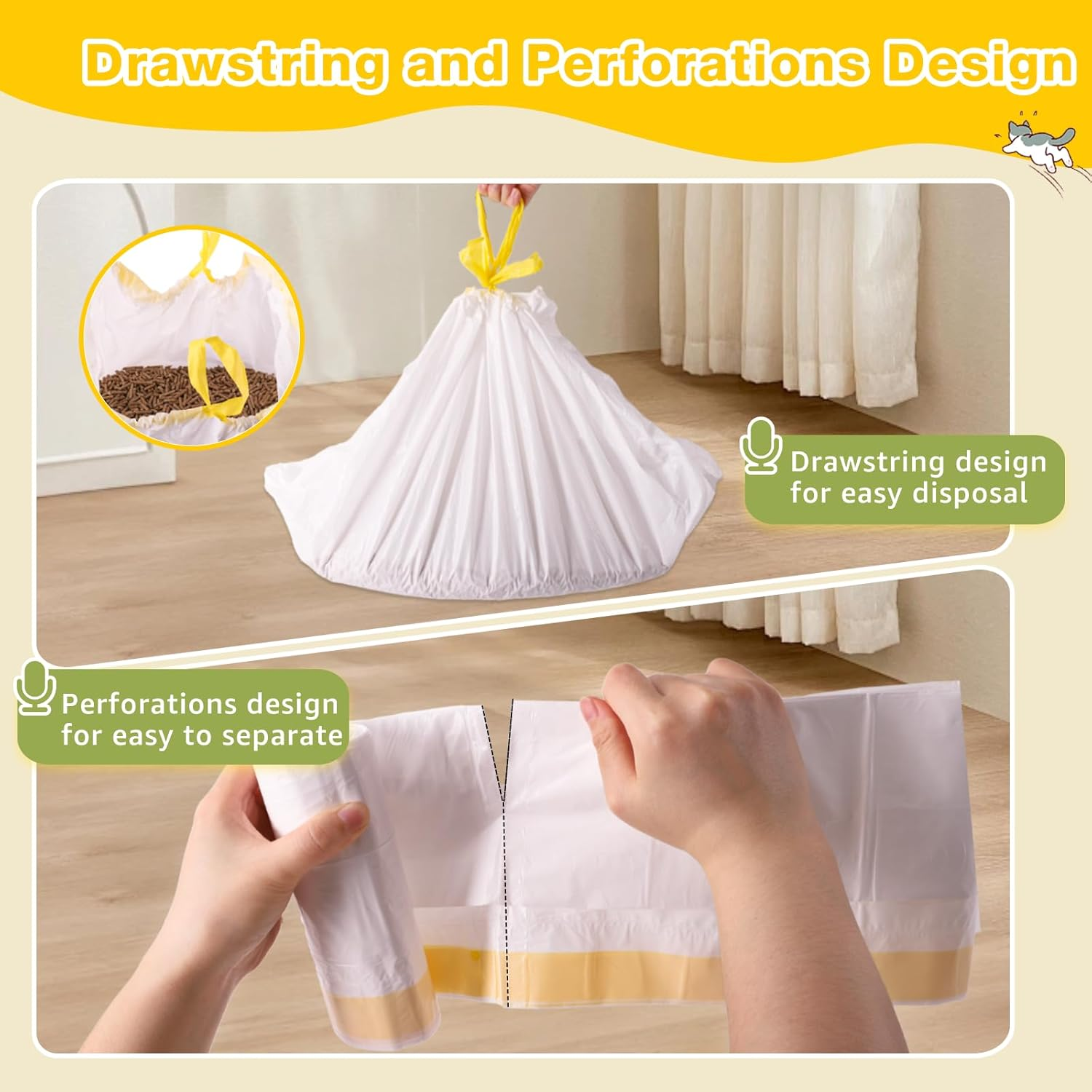 Zuqqony Cat Litter Box Liners 20 Count, 37&rdquo;X18&rdquo; Large Cat Litter Bags for Stainless Steel Sifting Litter Box and Automatic Cat Litter Box, Extra Thick Drawstring Litter Liner image number 1