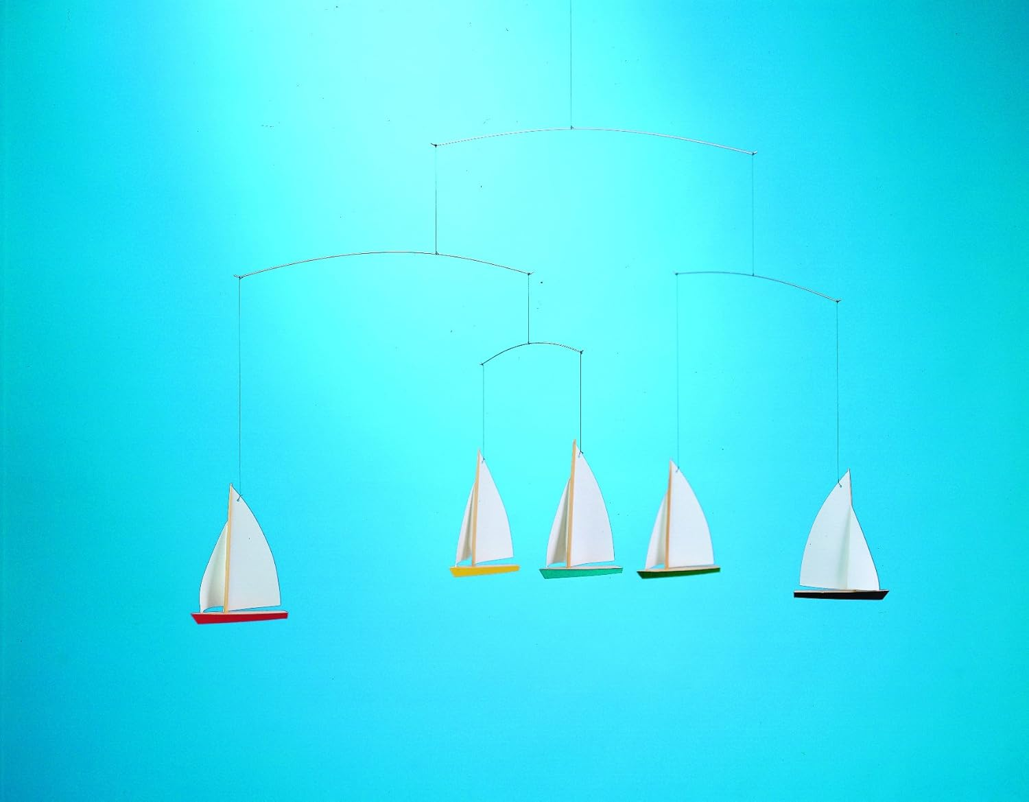 Dinghy Regatta/5 Hanging Mobile - 26 Inches Beech Wood - Handmade in Denmark by Flensted