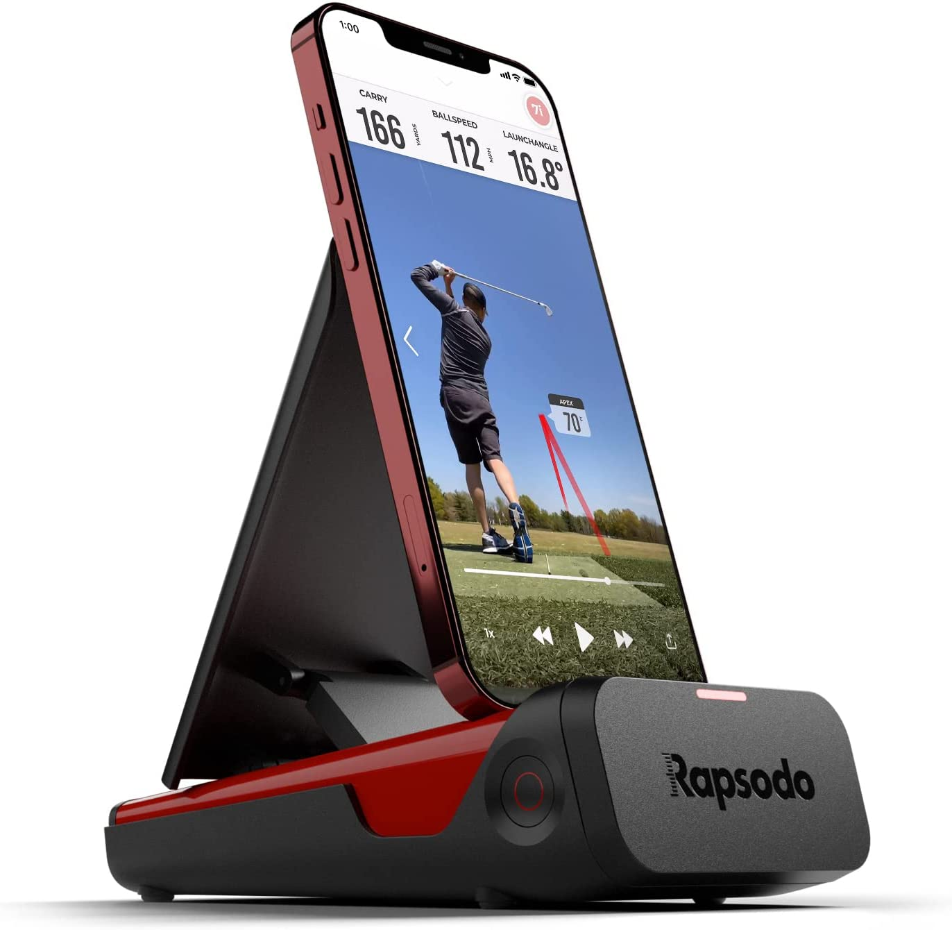 Rapsodo Mobile Launch Monitor for Golf Indoor and Outdoor Use with GPS Satellite View and Professional Level Accuracy, Iphone & Ipad Only,Black/Red image number 6