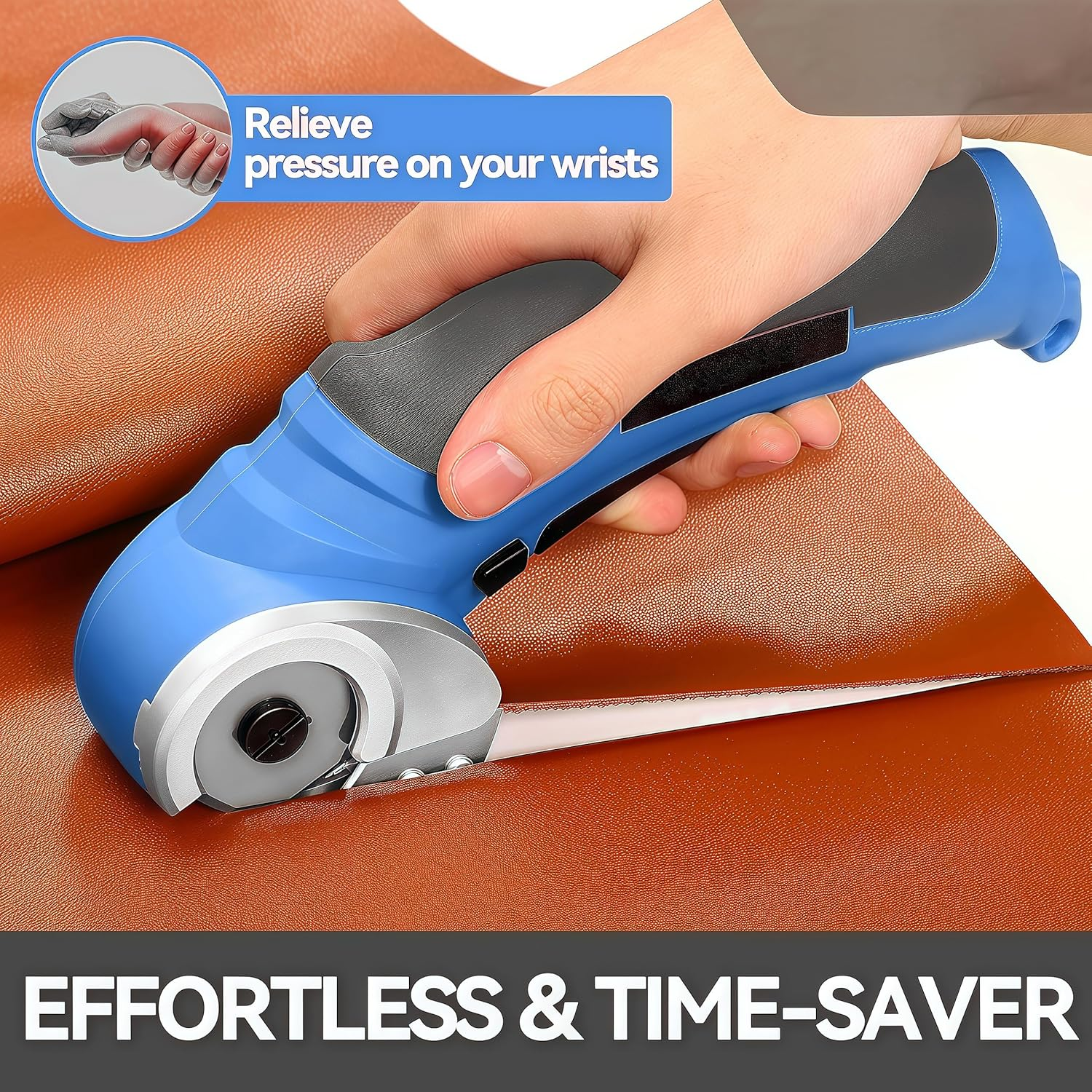 Cordless Electric Scissors, 4.2V Cardboard Cutter Tool for Cardboard Carpet Leather Packages Plastic with Rechargeable Battery (Blue) image number 3