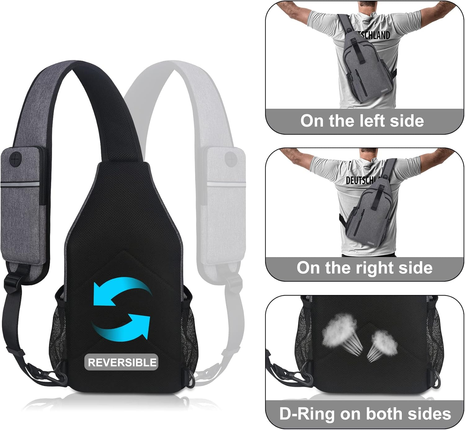 Lacdo Lightweight Hiking Daypack Sling Backpack Crossbody Shoulder Bag Chest Bag image number 5