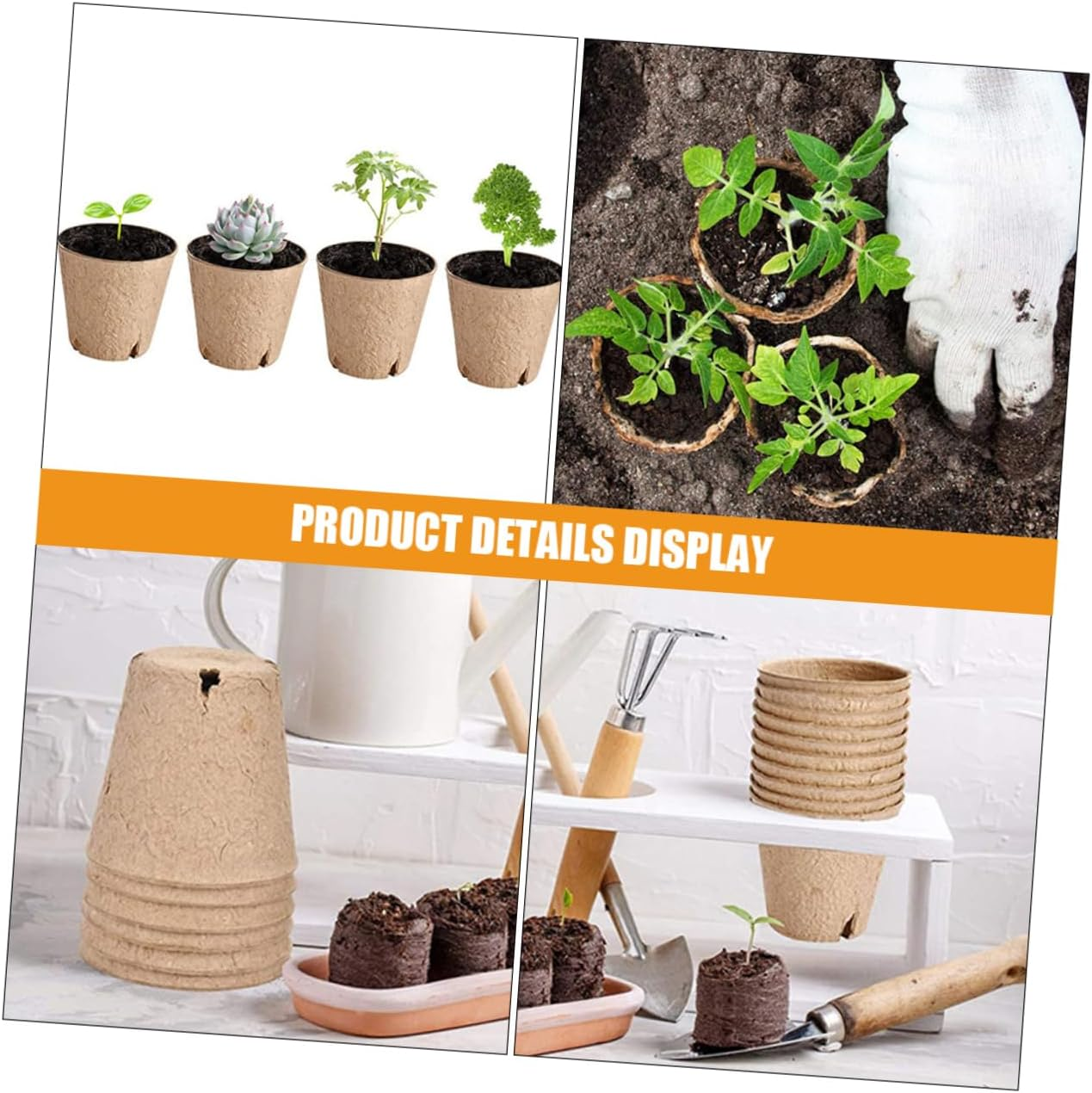 TINEASUR 50Pcs round Paper Pulp Pots for Gardening Nursery Drainage for Growth and Easy Care