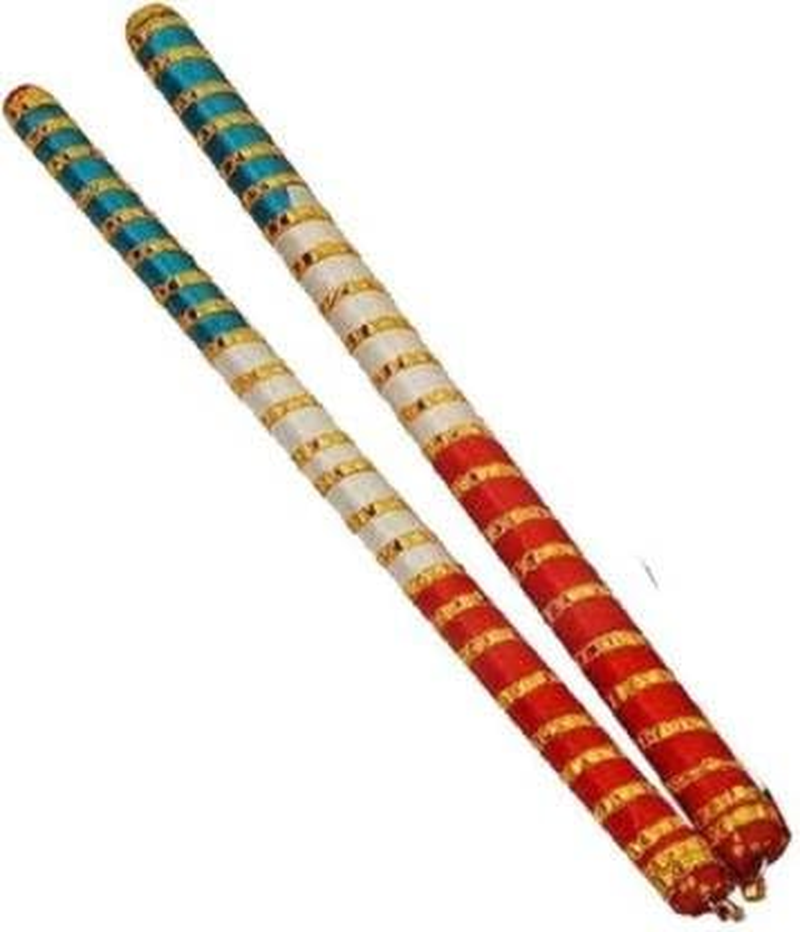 Decorative Wooden Dandiya Sticks for Navratri Garba Dance Dandia Sticks (Multicolor) Pack of 1 Pair Dandia Sticks (Multicolor) image number 2