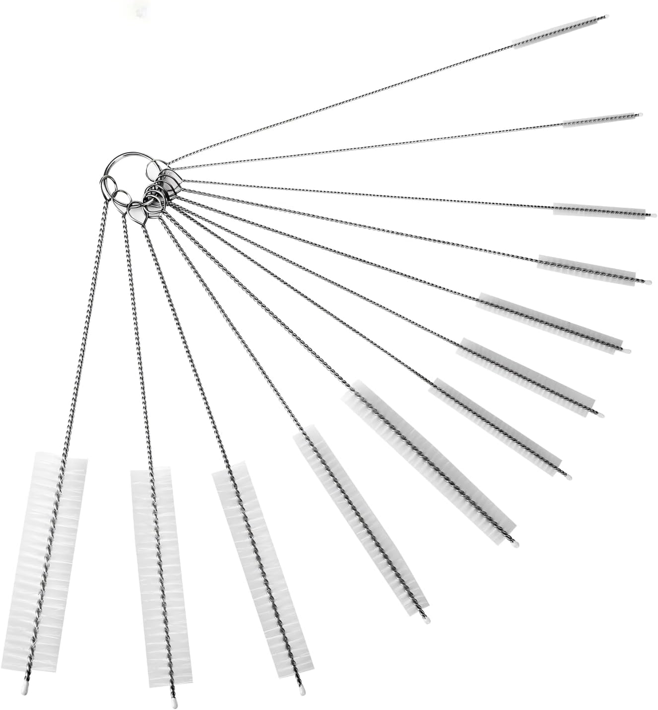 Bultler Rubato Bottle Cleaner Brush Set, 12 Pcs Straw Cleaning Brush, Nylon Tube Brush, Long Cleaning Brush Kit for Small Pipe Bottle, Tumbler, Drinking Glasses, Water Cup, Tea Pot Spout(White)