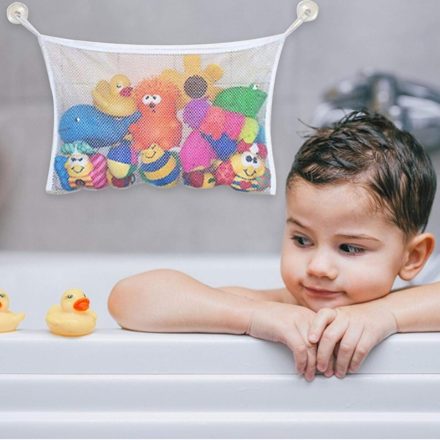 2Pcs Mesh Bath Toy Storage Organizer, Durable Bath Toy Net Bathtub Toy Holdertoddler Shower Caddy Shower Organizer Kids Bathroom for Toys, Shampoo & Soap image number 2