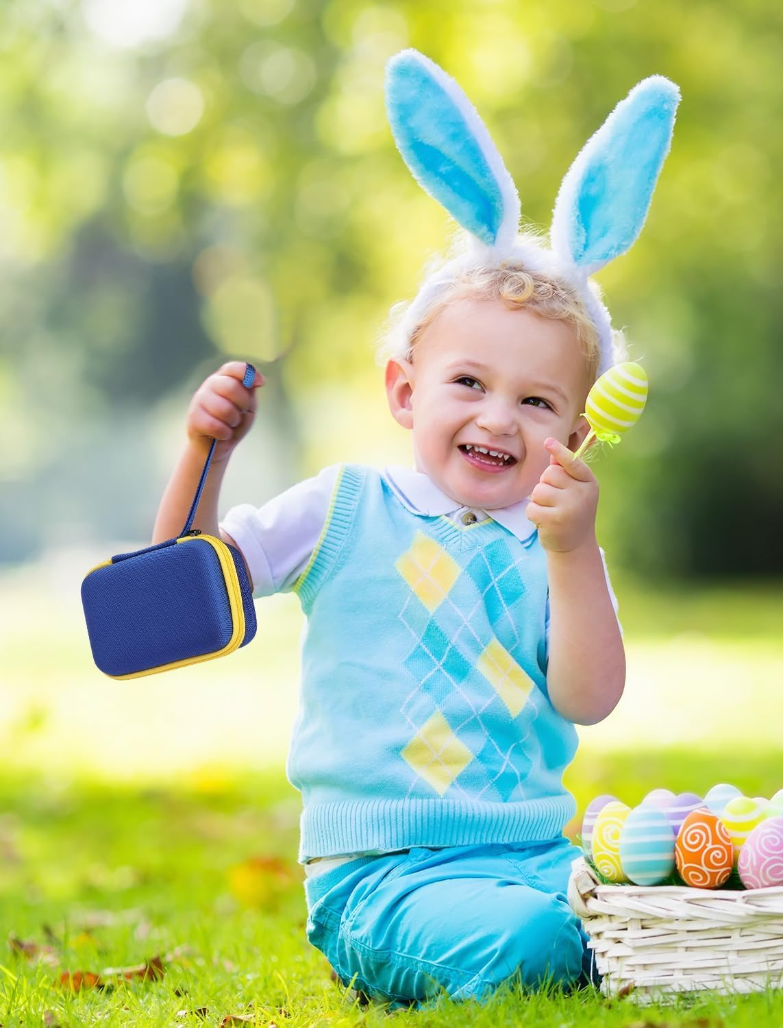 Hard Travel Case Compatible with Yoto Mini 2024 Edition, Kids Audio & Music Player, Portable Holder Bag for Children&rsquo;S Speaker Plays Audiobook Cards Blue Yellow