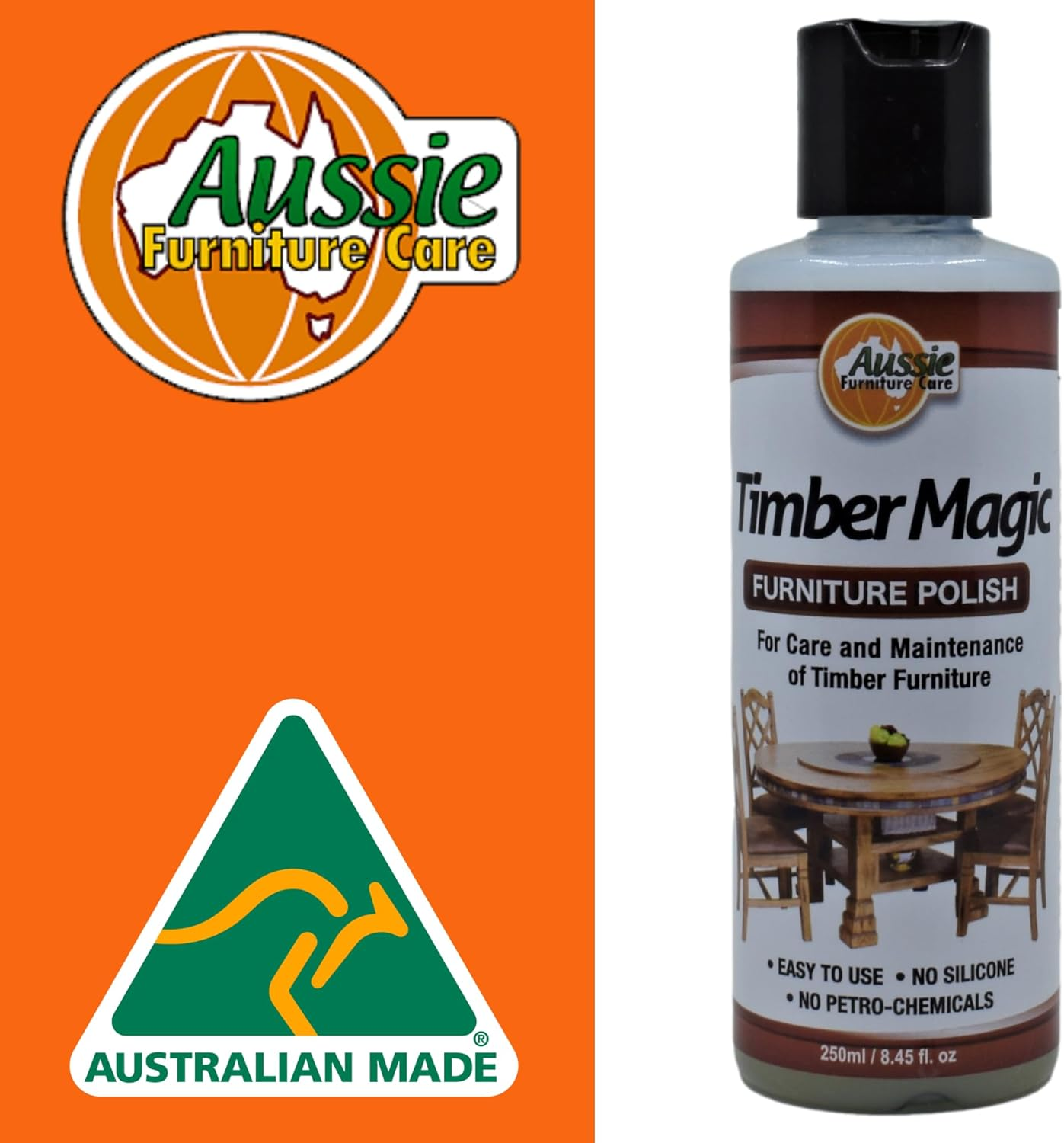 Aussie Furniture Care Timber Magic Liquid Beeswax Furniture Wax Furniture Polish 250Ml Polish Cleaner Protector for Wood & Veneer image number 3
