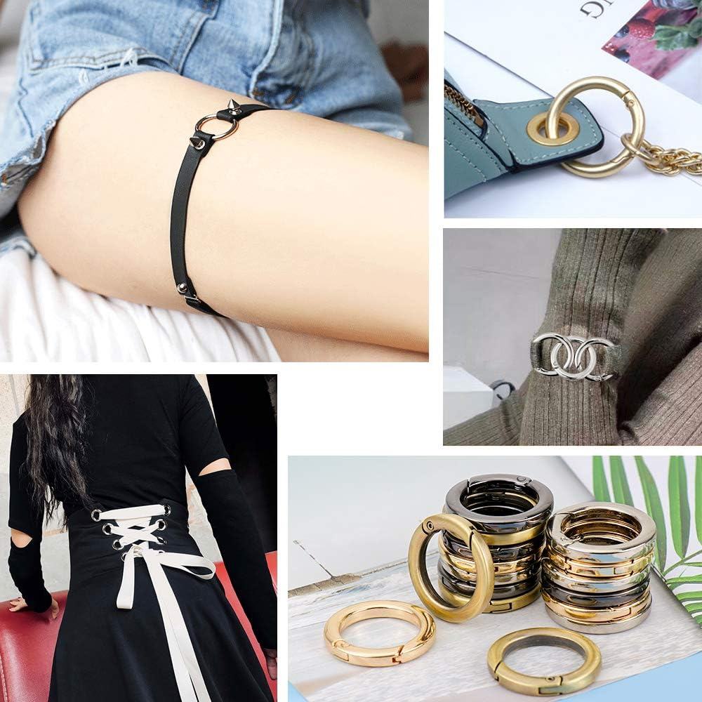 Hysagtek Spring O Rings, 16 Pcs round Spring Snap Clip Hook 35Mm round Carabiner Clips Trigger Heavy Duty Keyring Buckle for Bags Purses Key Chains Crafts, 4 Colors image number 5