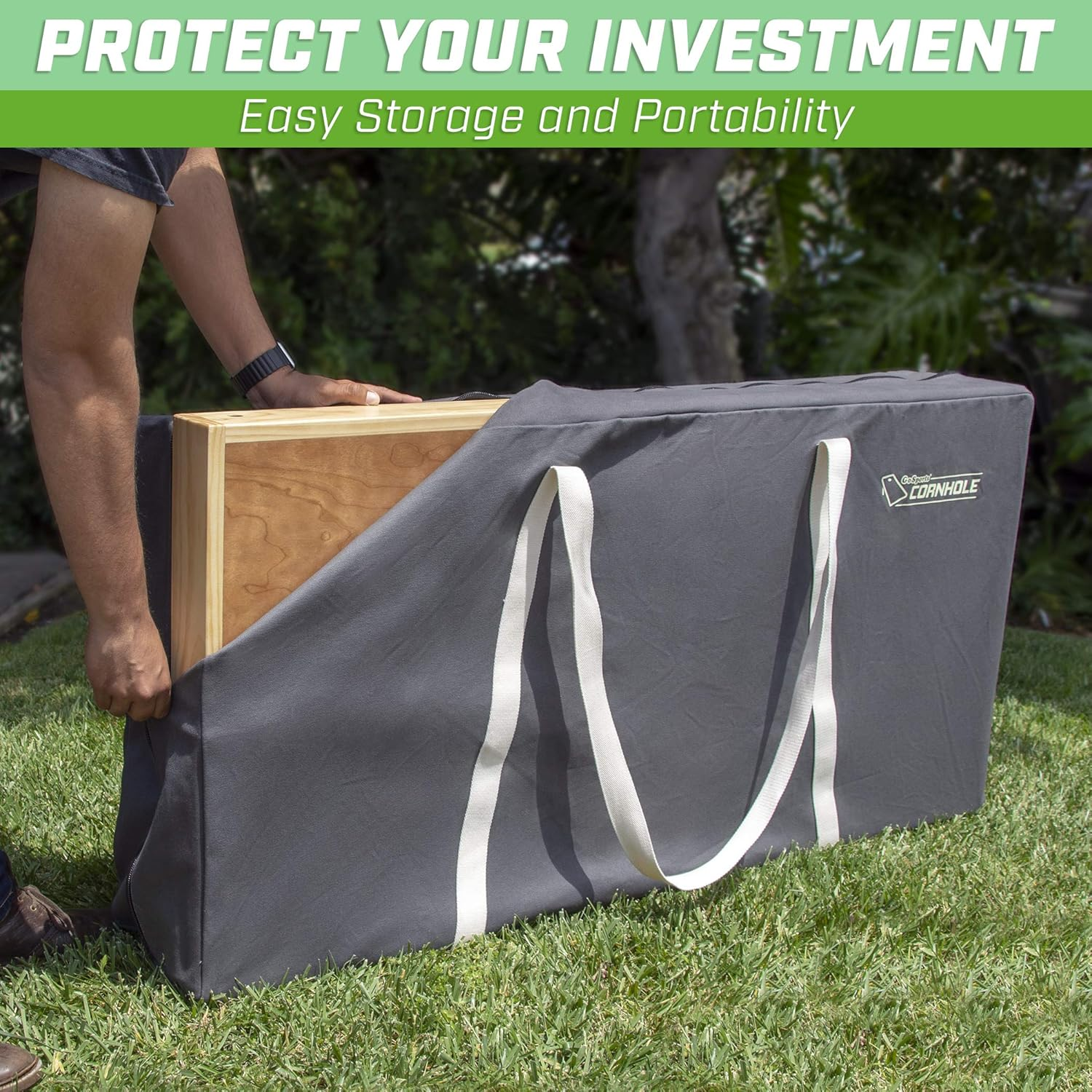 Gosports 4 X 2 Ft Canvas Cornhole Carrying Case - Choose Navy Blue, Gray, or Natural - PRO Grade image number 4