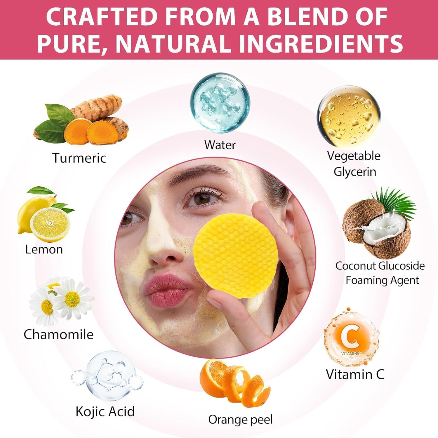 Kojic Acid & Turmeric Cleansing Pads - 100 Facial Cleansing Wipes with Vitamin C & B5 for Brightening, Exfoliating, Hydration & Gentle Dead Skin Removal | Hypoallergenic, Dermatologist-Tested image number 5