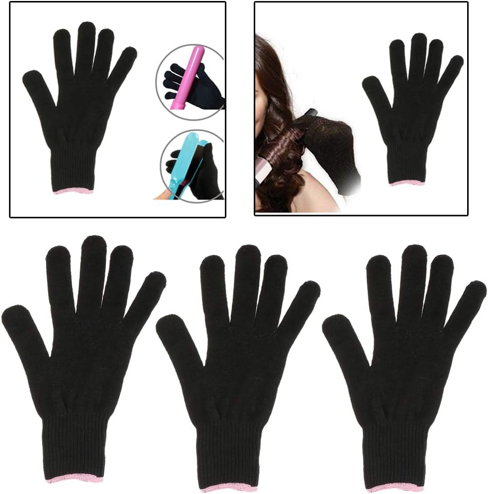 3Pcs Heat Resistant Gloves Curling/Straightening Hair Anti-Scalding Hand Cotton Gloves for Curler, Flat Iron and Curling image number 3